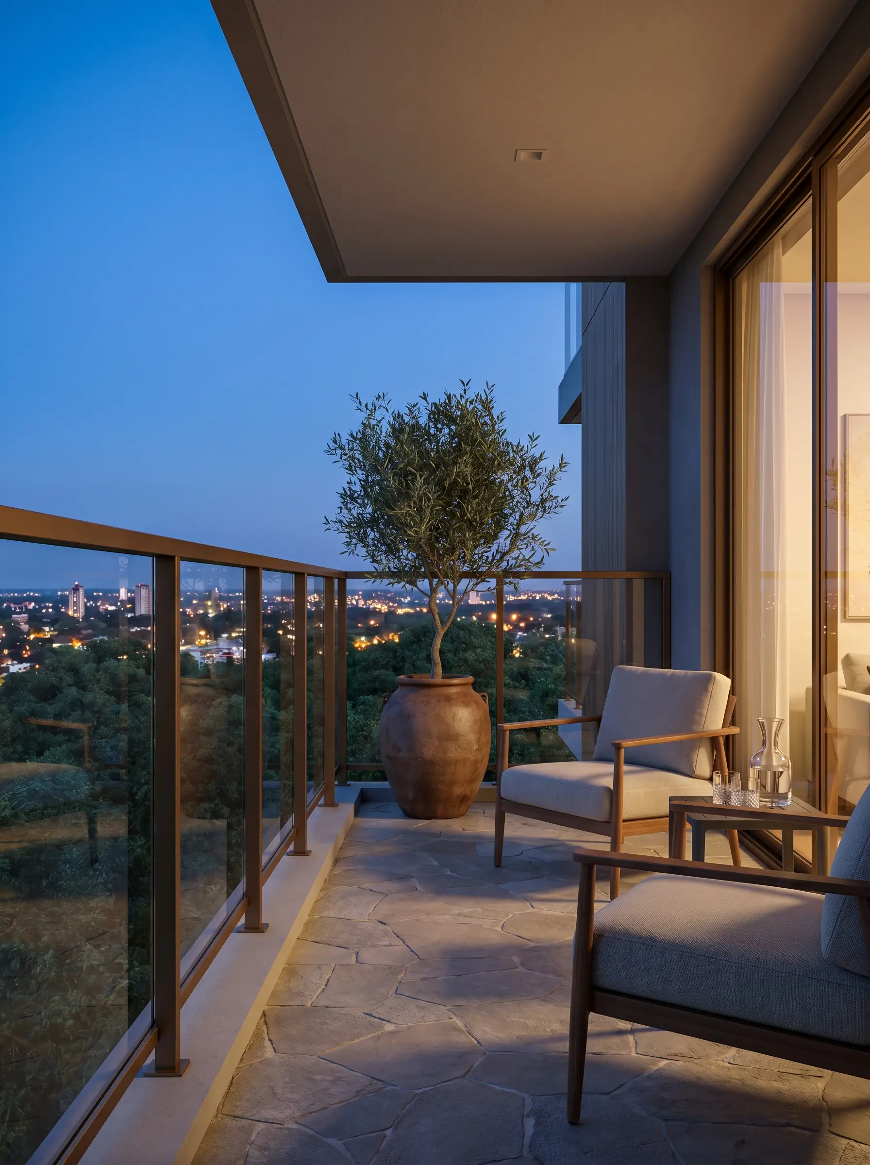 Balcón privado al atardecer