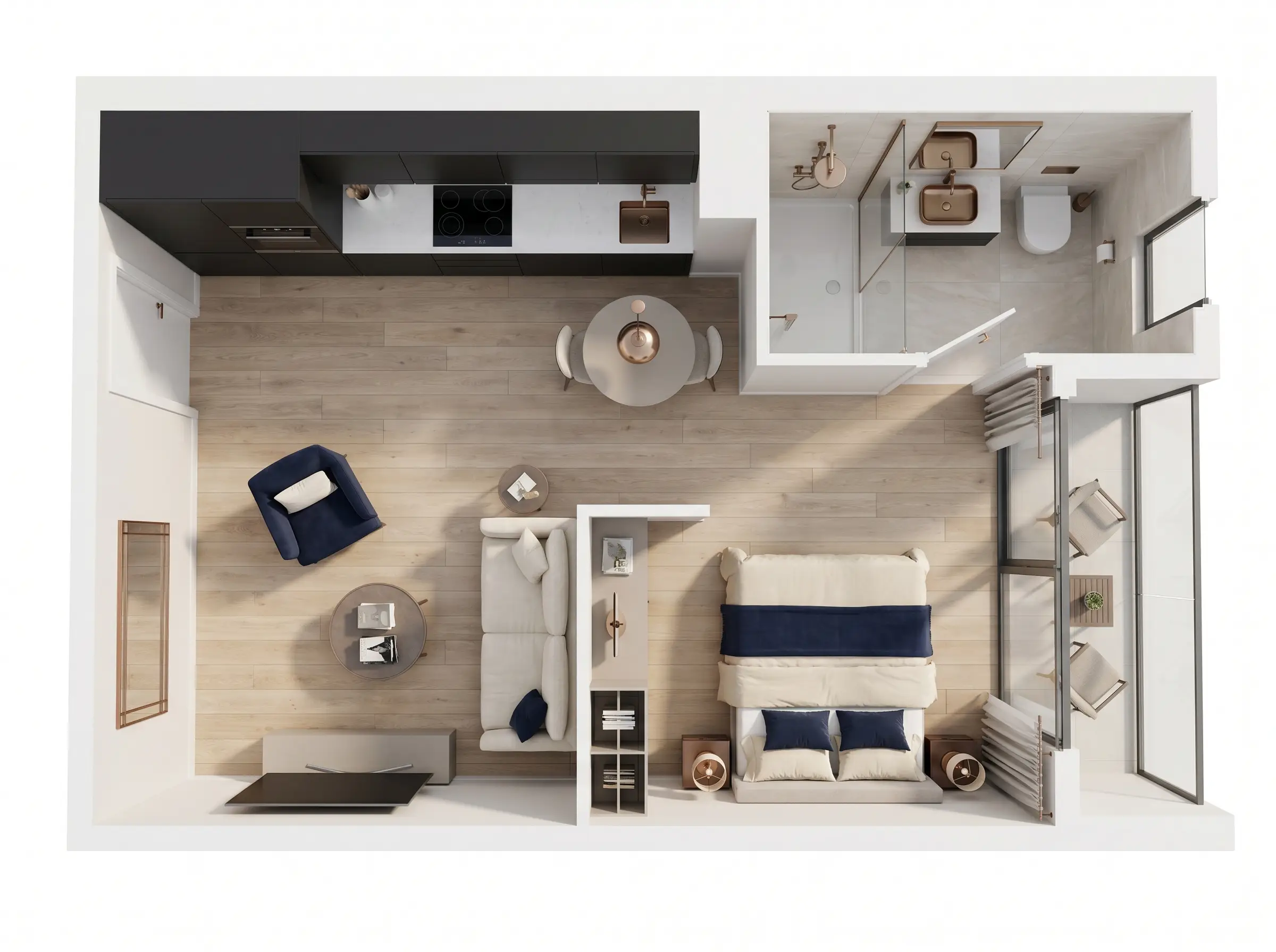 Planta Studio Verá 45 m²