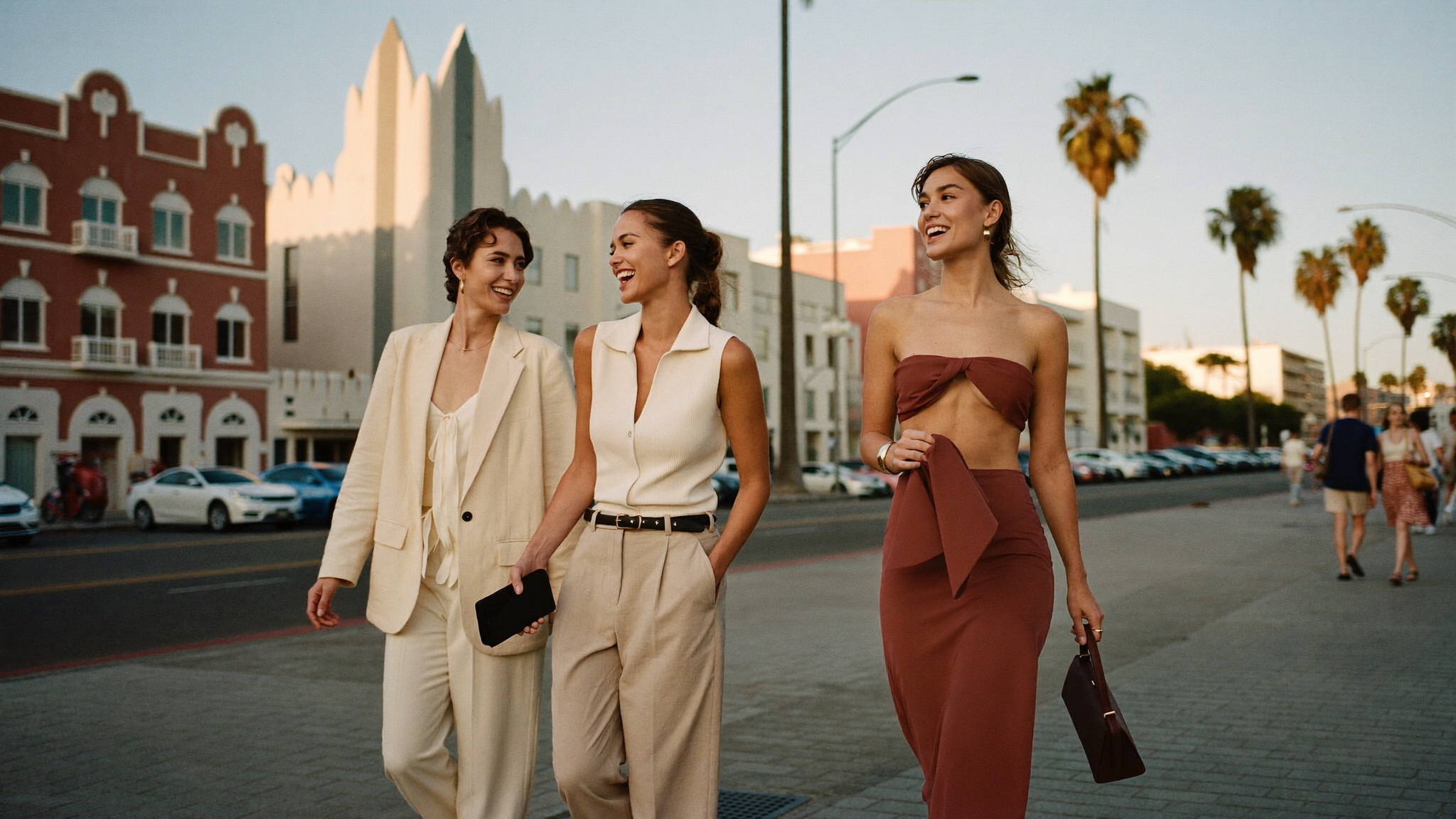 Amigas caminando por Ocean Drive, Miami