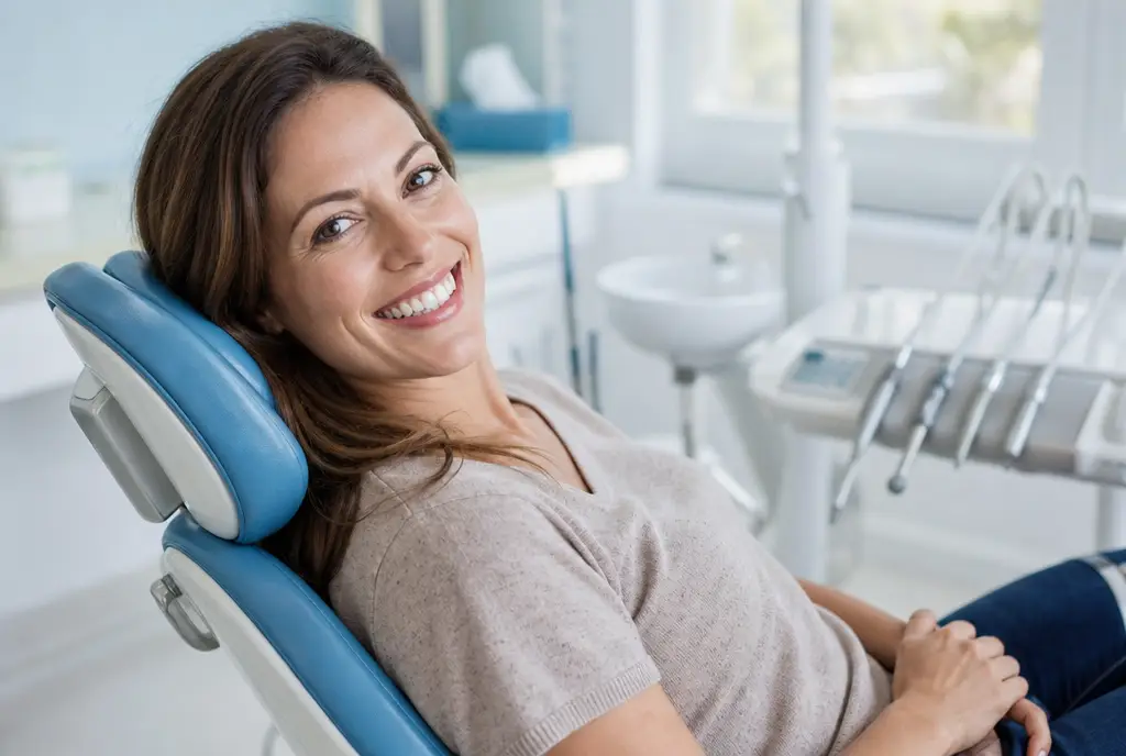 A patient smiling after treatment