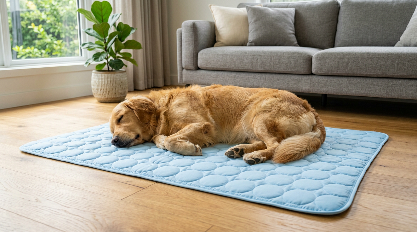 Hund auf Fellido TriCool Kühlmatte