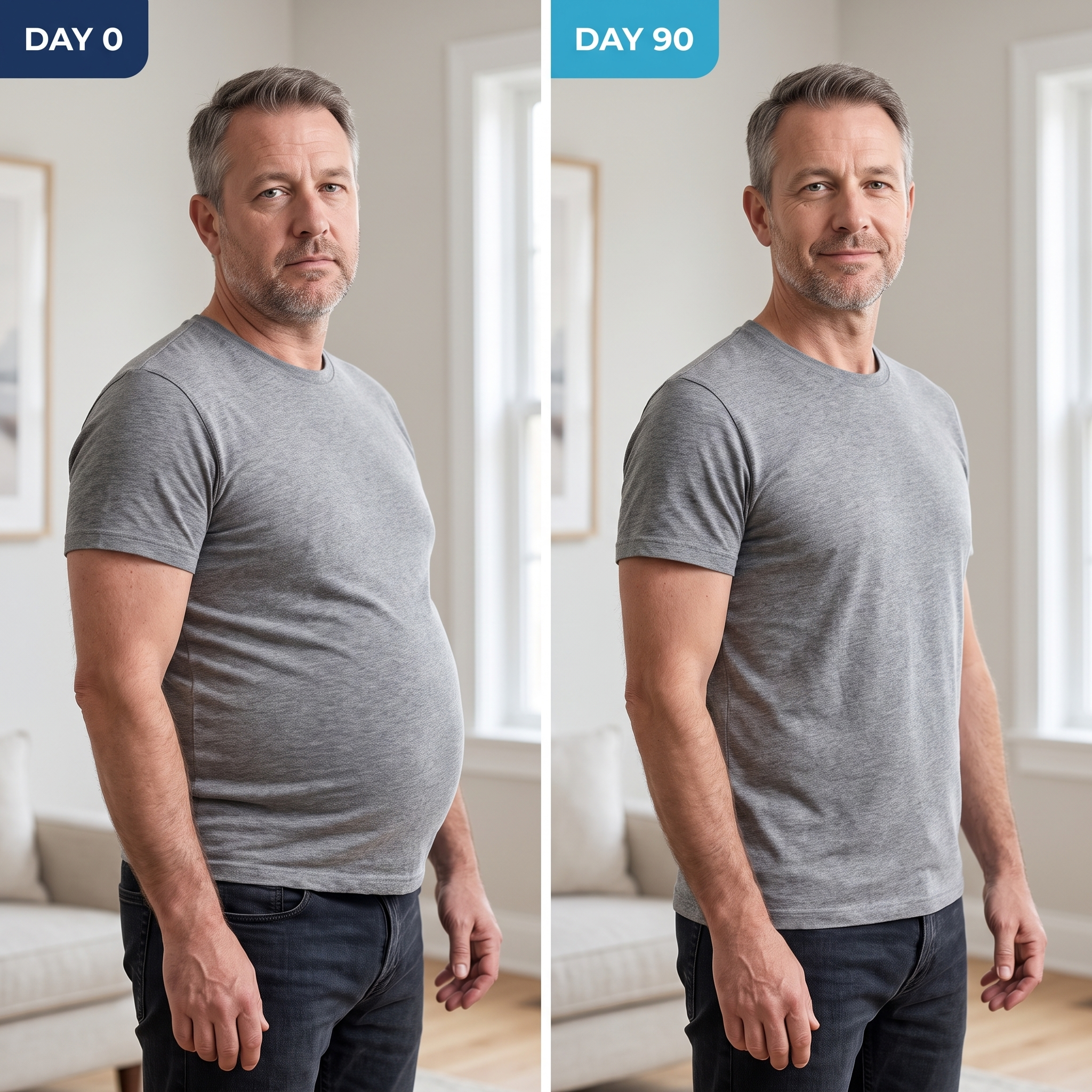 Real 90-day weight loss transformation — Day 0 to Day 90