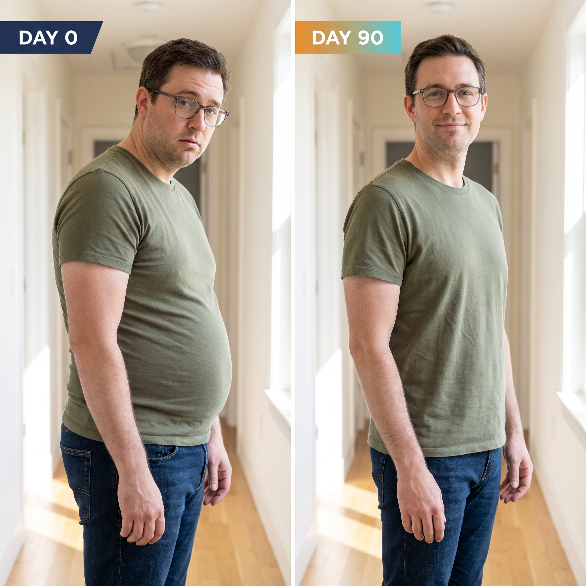 Real 90-day weight loss transformation — Day 0 to Day 90