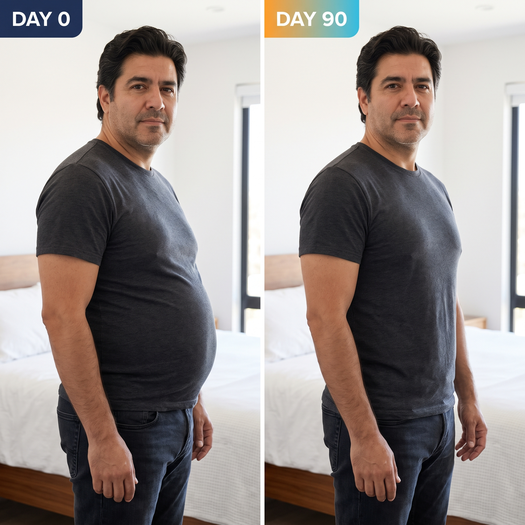 Real 90-day weight loss transformation — Day 0 to Day 90