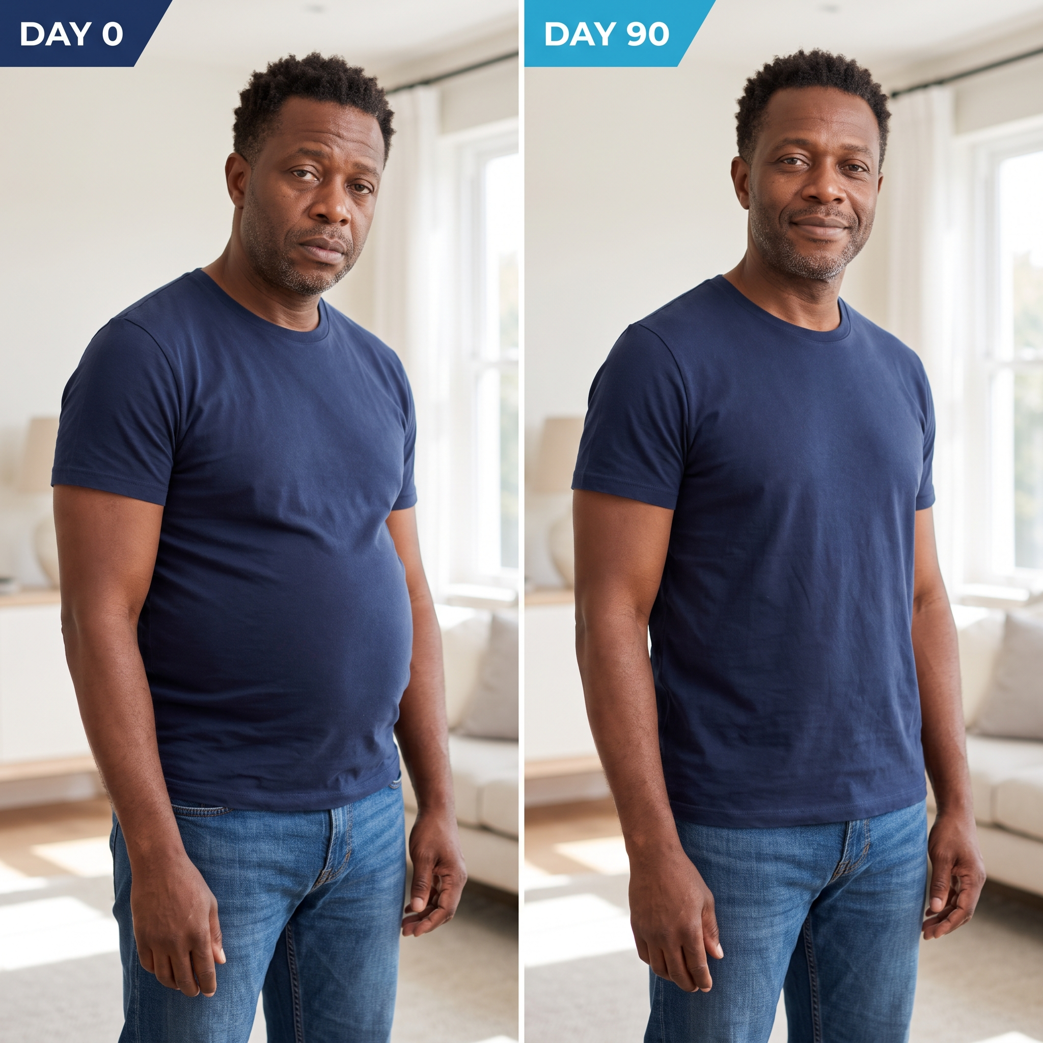 90-day belly transformation — Day 0 to Day 90