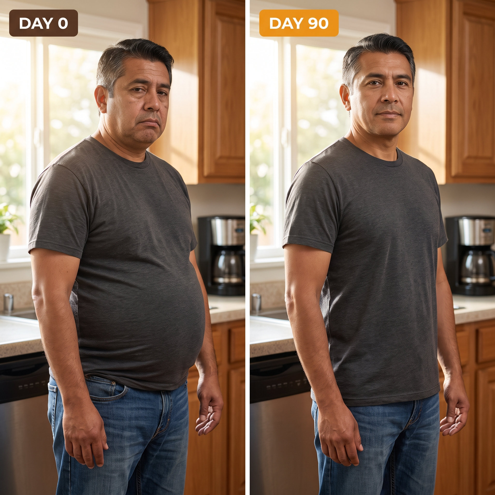 Real 90-day weight loss transformation — Day 0 to Day 90