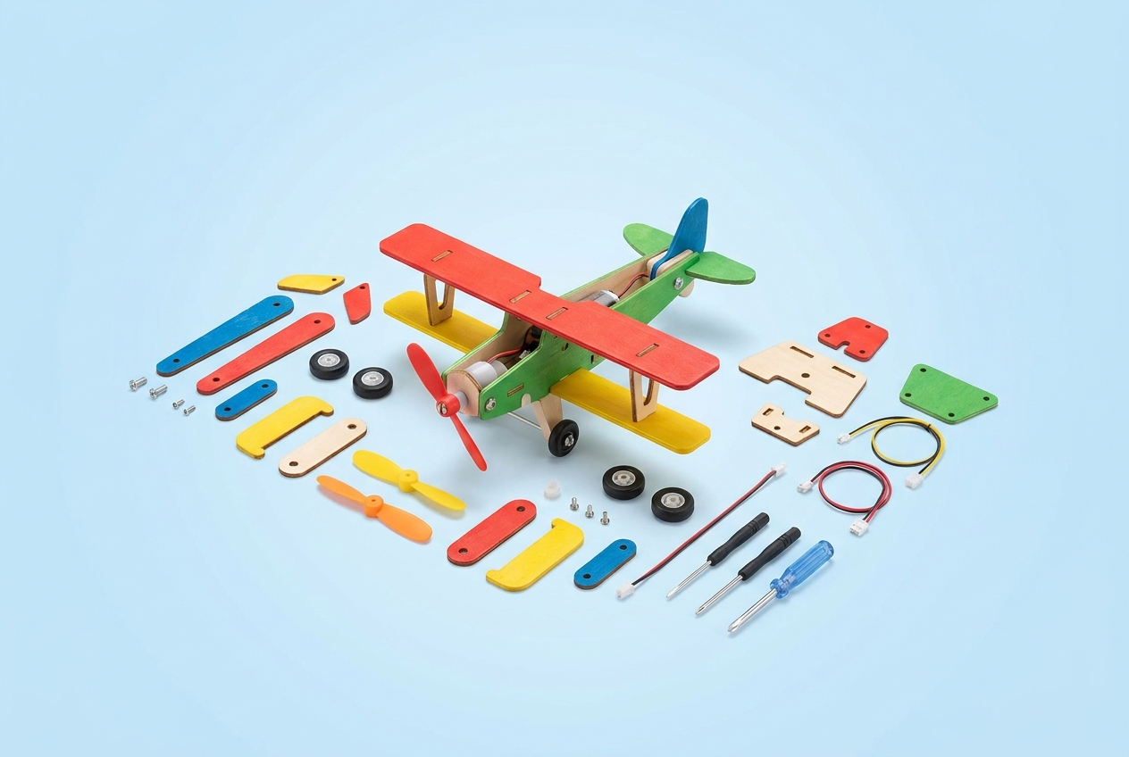 Kit educativo STEM de montar avião de brinquedo