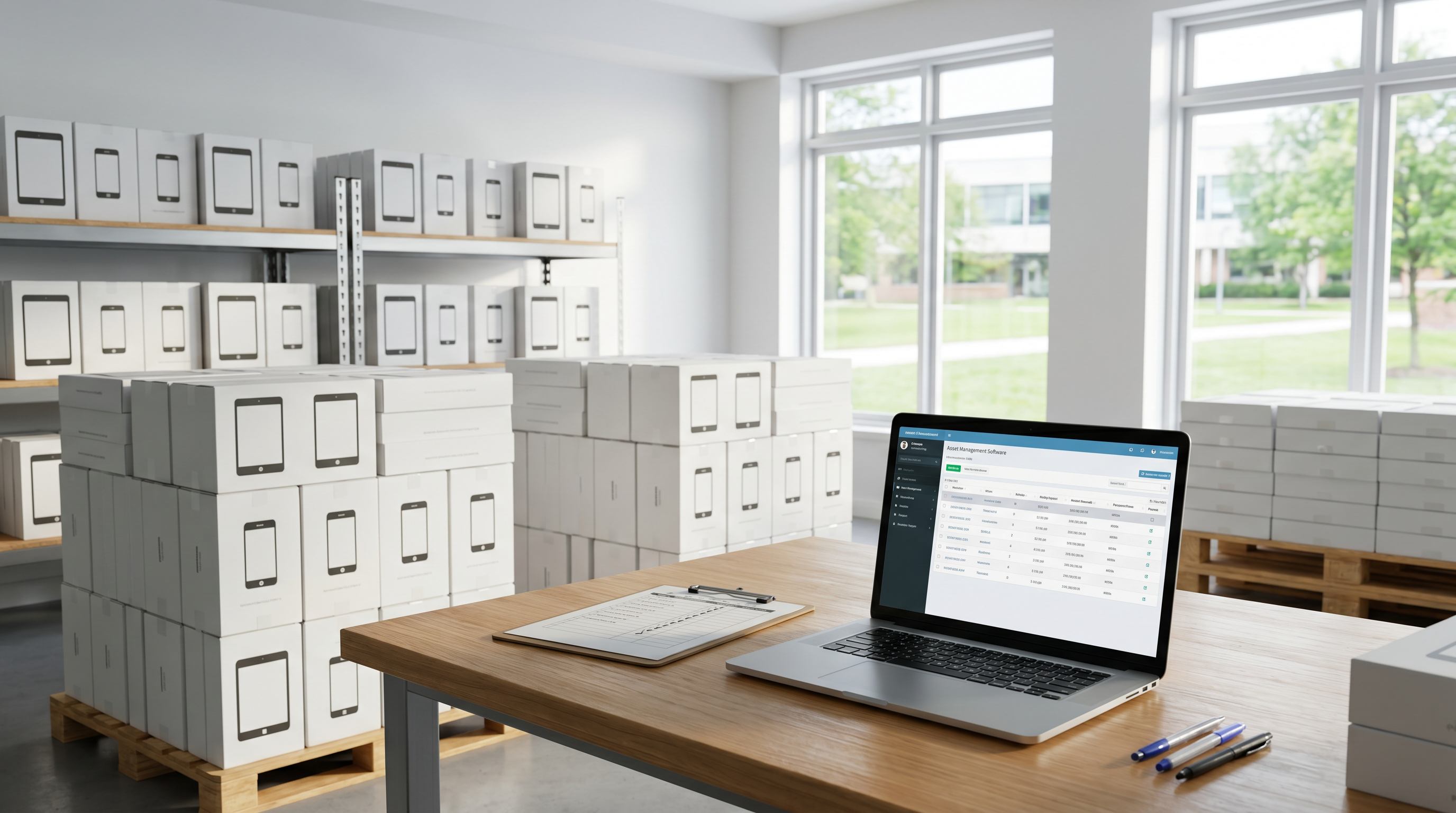 School district E-Rate technology distribution staging area