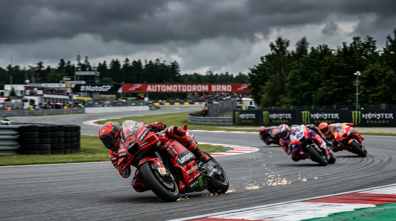 Francesco Bagnaia #63 lidera com a Ducati Lenovo no sprint de Brno 2026