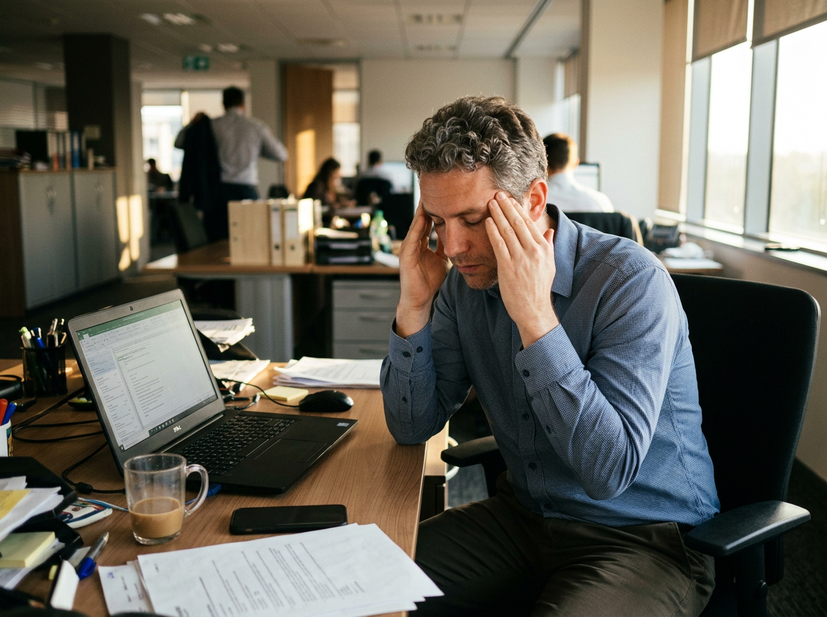 Afternoon brain fog at desk