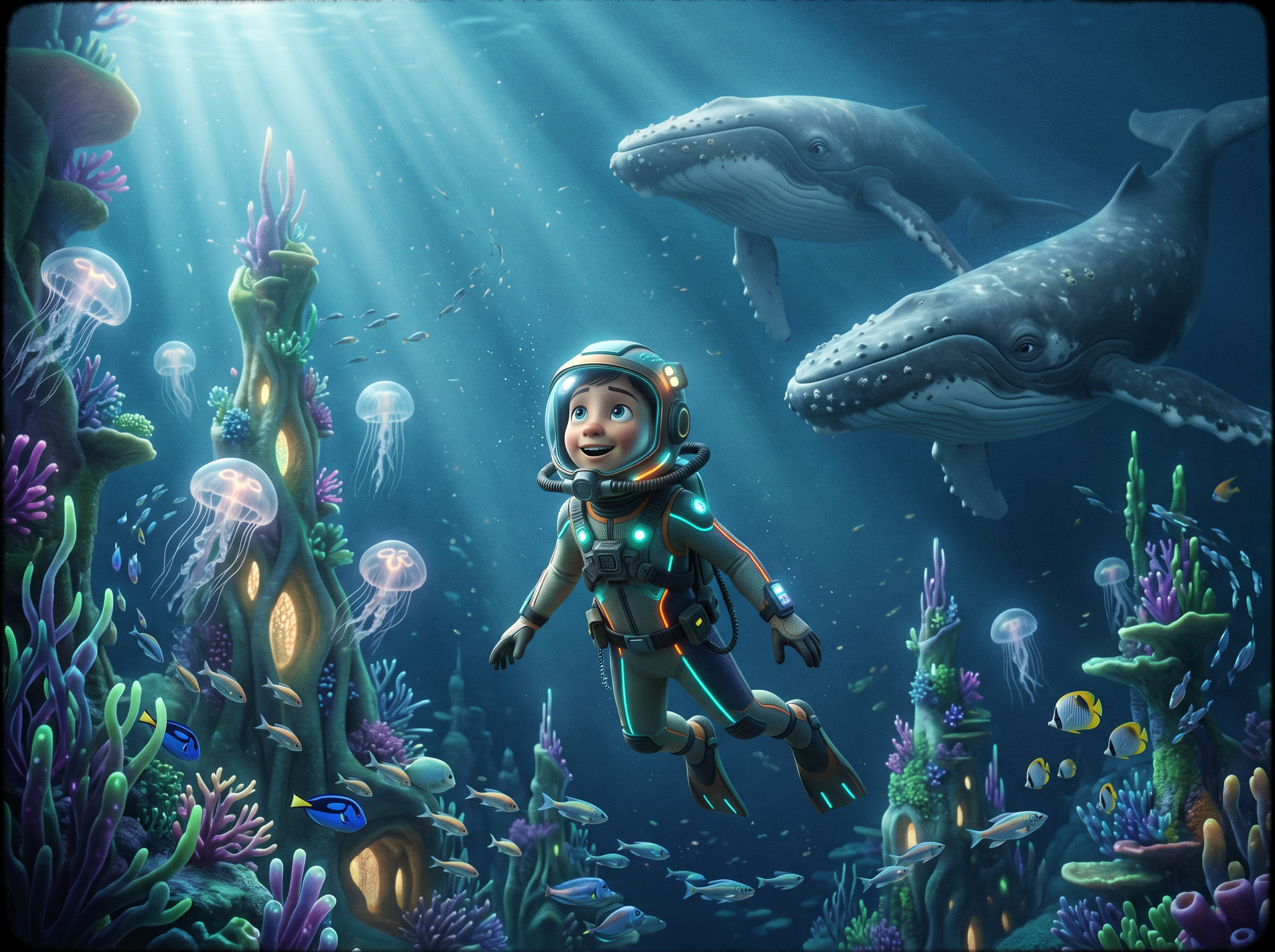 Aventura Reino del Océano de Soul Story Kids: escena animada premium donde tu hijo es el protagonista.