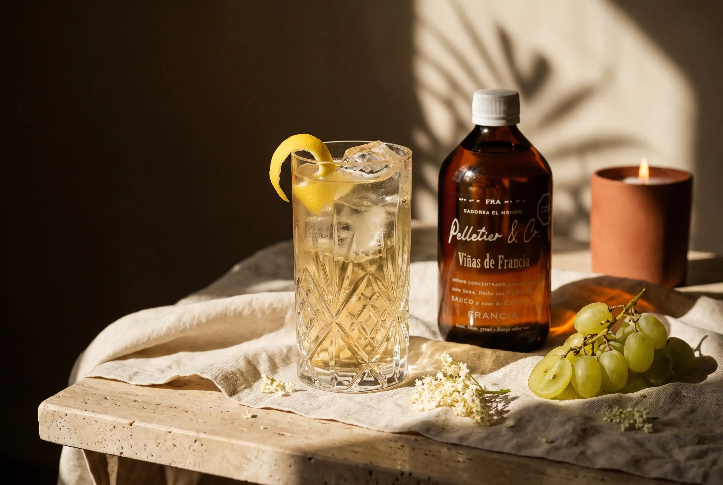 Gin Francia preparado con siropes Pelletier & Co.