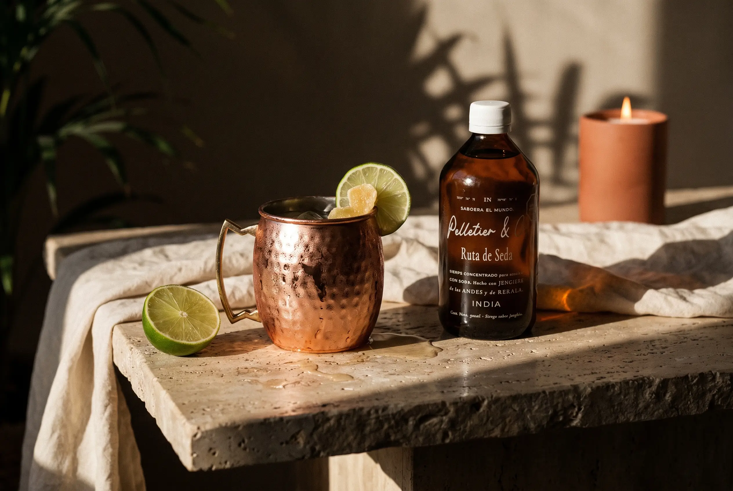 Moscow Mule preparado con siropes Pelletier & Co.