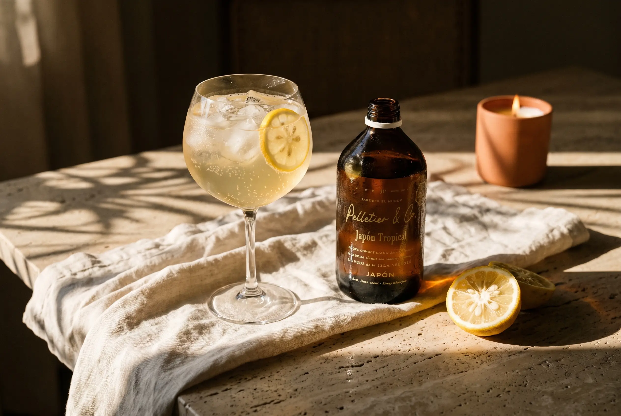 Gin & Yuzu preparado con siropes Pelletier & Co.