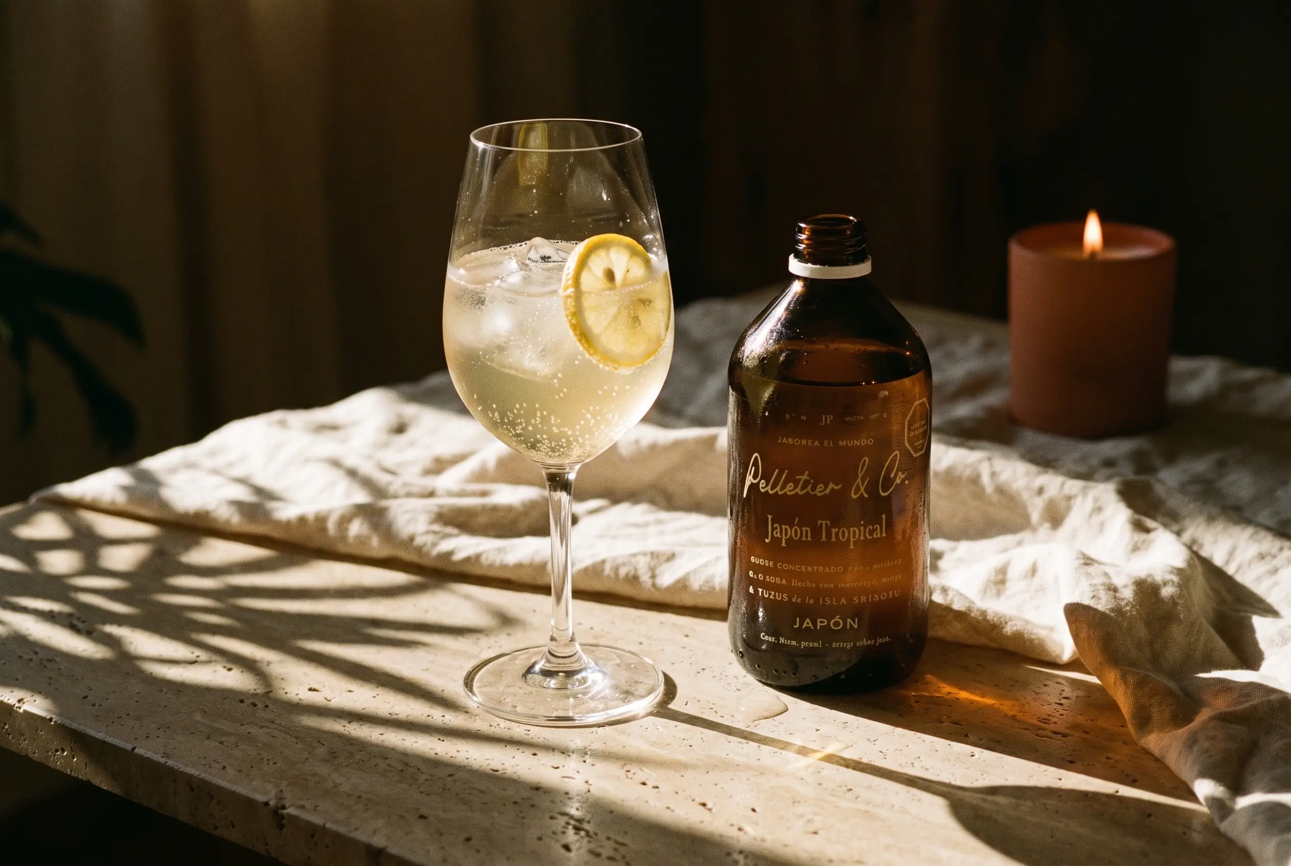 Yuzu Spritz preparado con siropes Pelletier & Co.