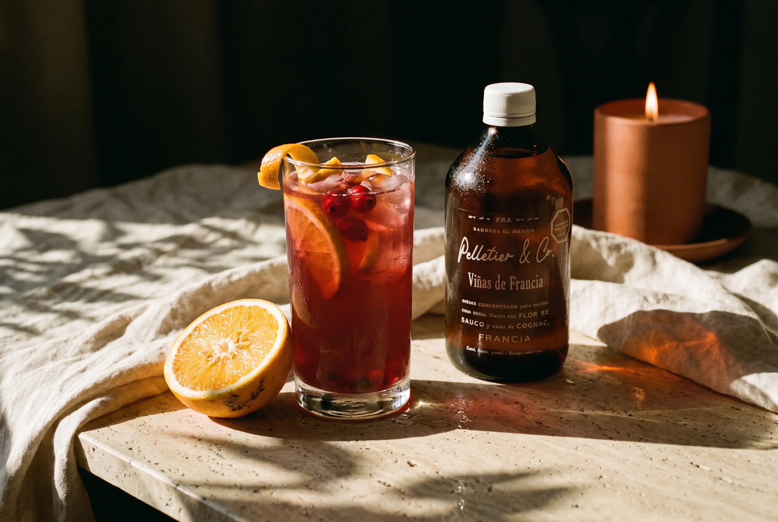 Tinto de Verano preparado con siropes Pelletier & Co.