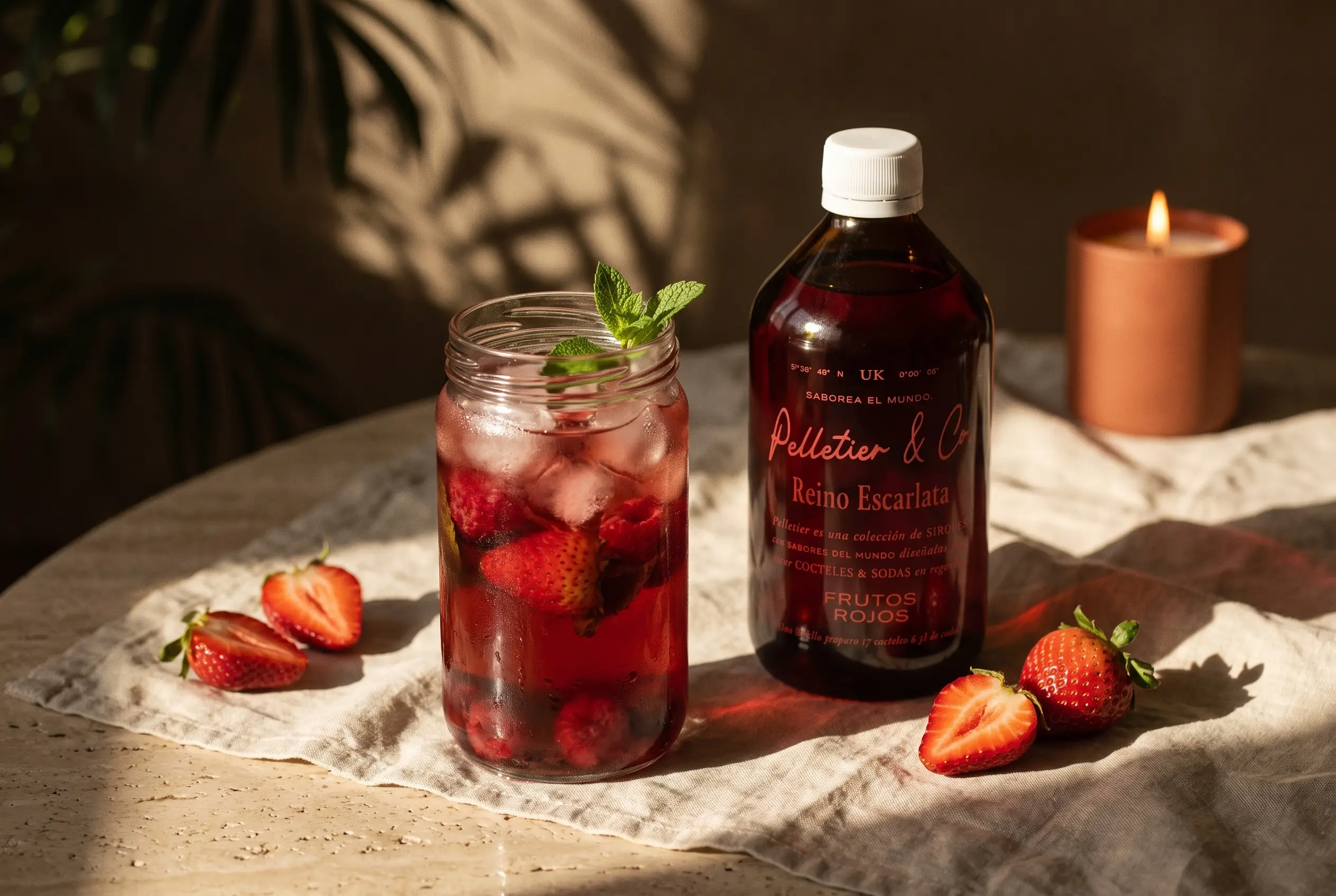 Ice Tea de Frutos Rojos preparado con siropes Pelletier & Co.