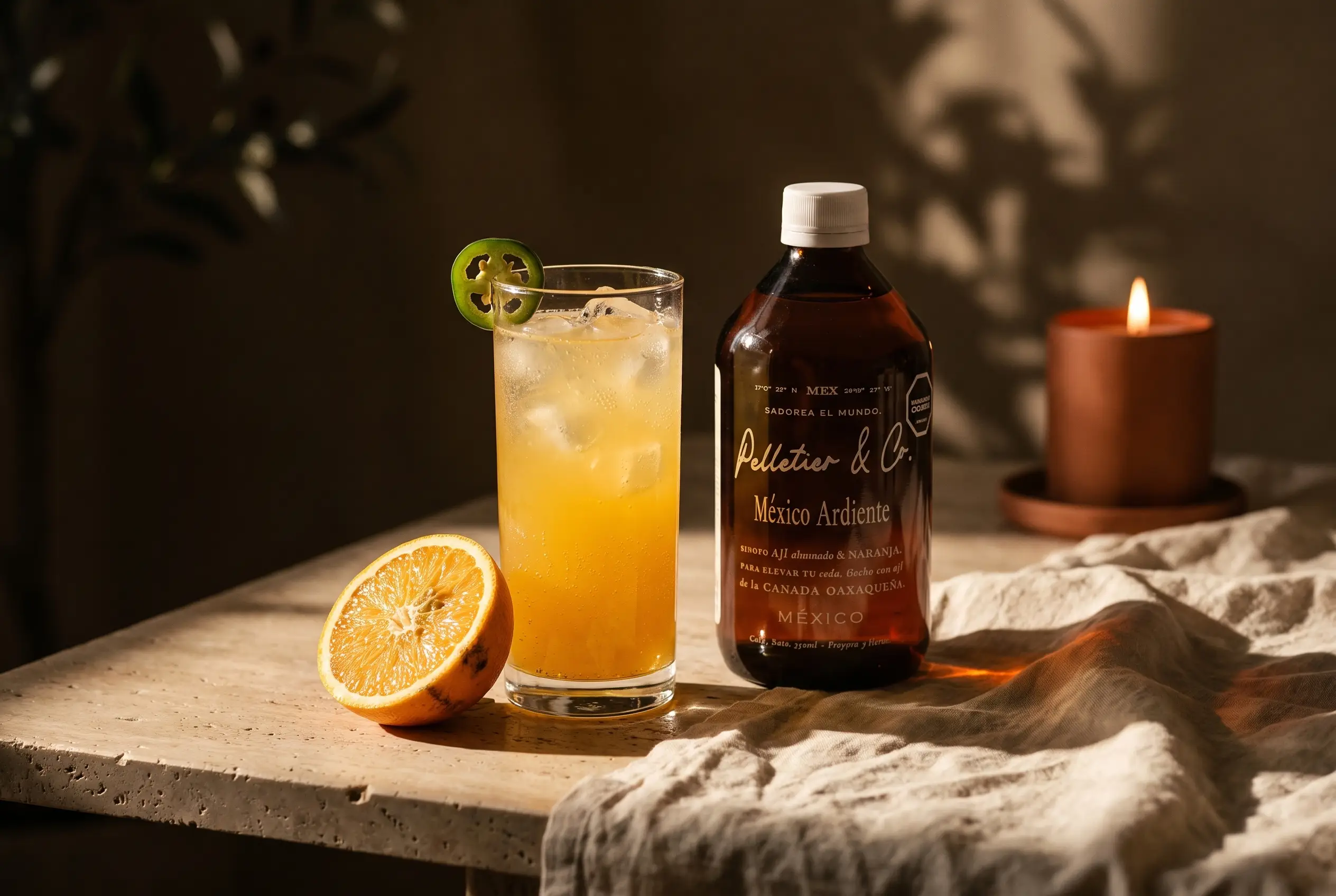 Naranjada Ardiente preparado con siropes Pelletier & Co.