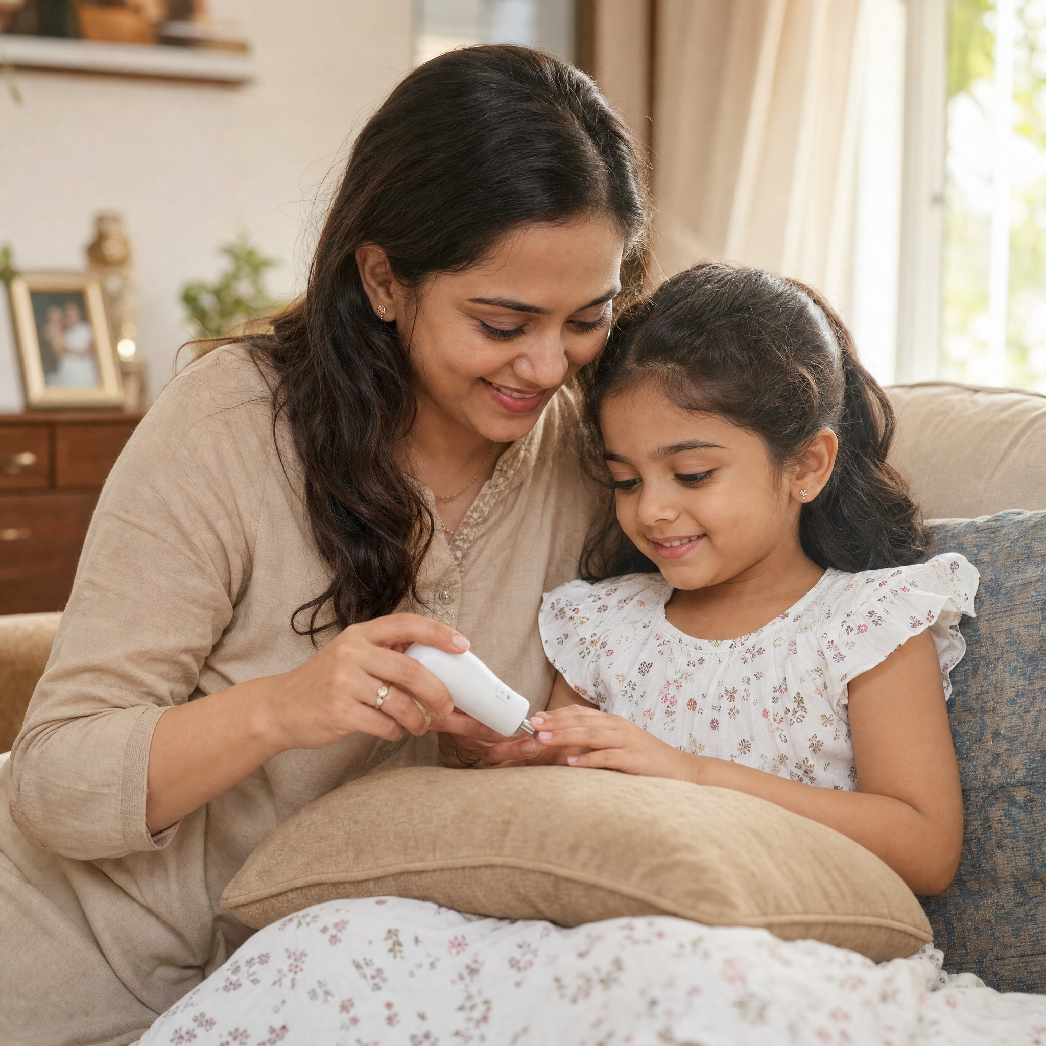 Mother and daughter using TheWishCrate Electric Nail Trimmer