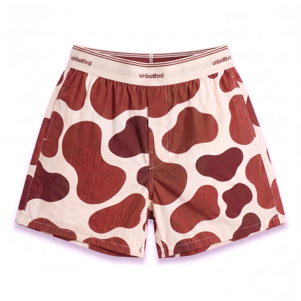 terracotta boxer — brick red blob print