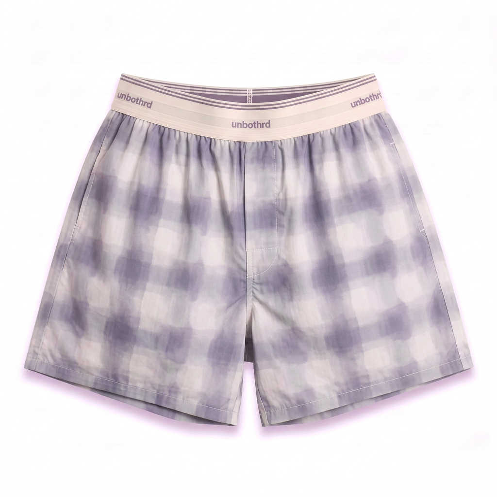 dusk boxer — lavender blurred plaid