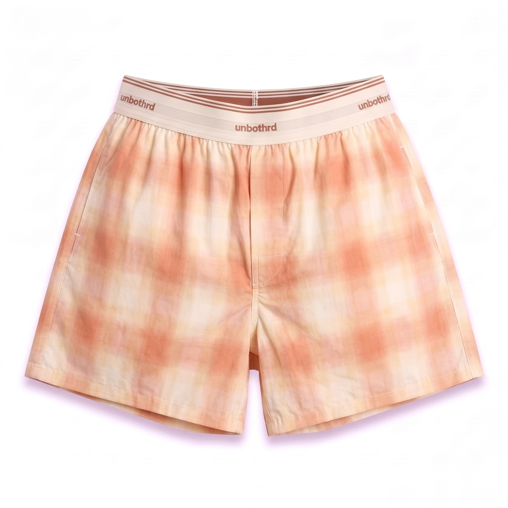 golden hour boxer — peach blurred plaid