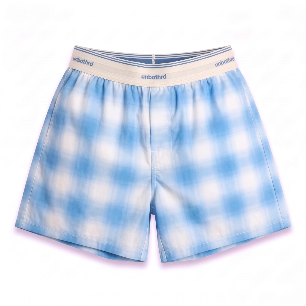 daydream boxer — sky blue blurred plaid