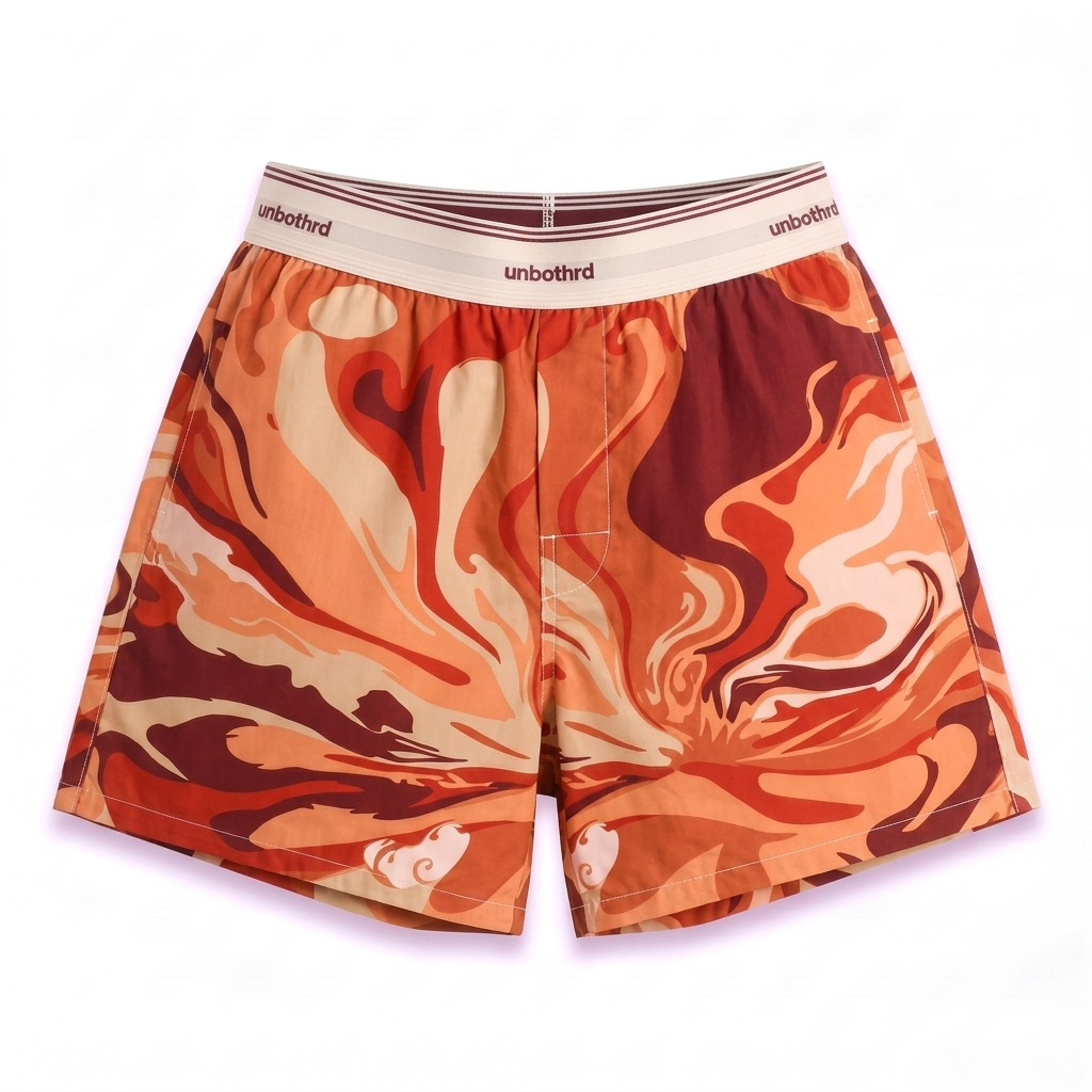 lava lamp boxer — orange marbled swirl print