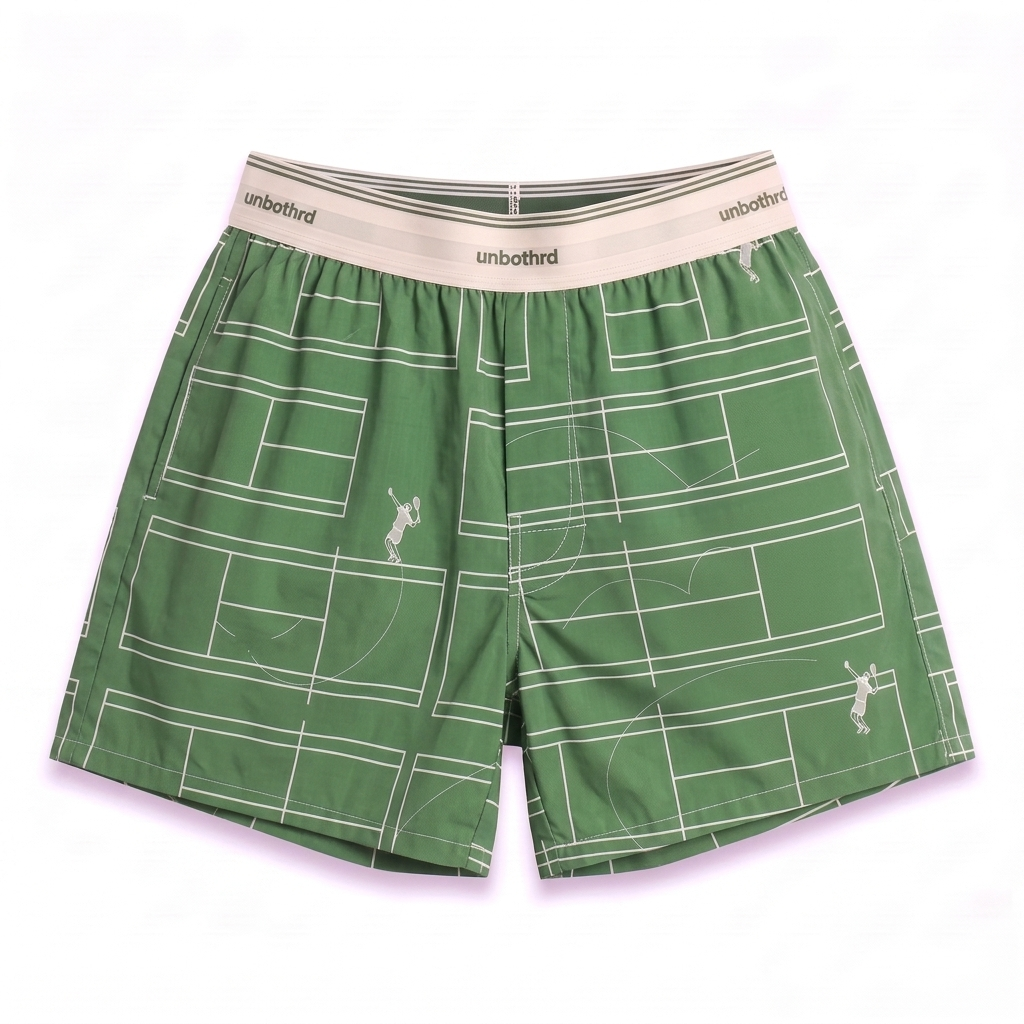 country club boxer — tennis courts on grass green
