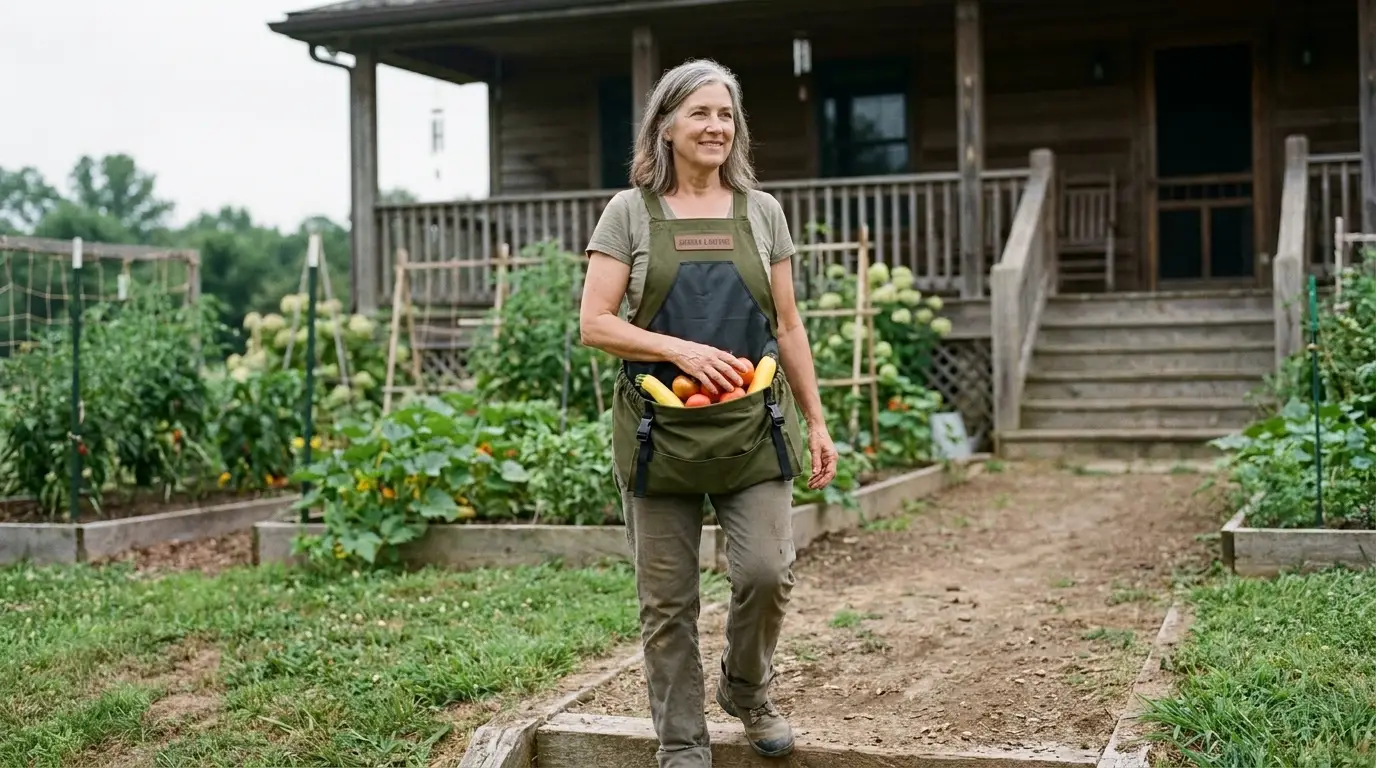 Carrying the entire harvest in one trip from the garden to the kitchen