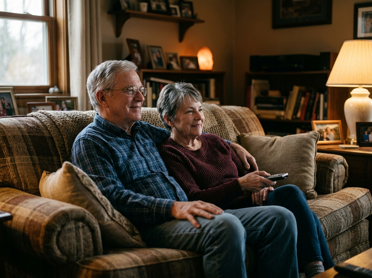 Senior watching TV at a comfortable volume