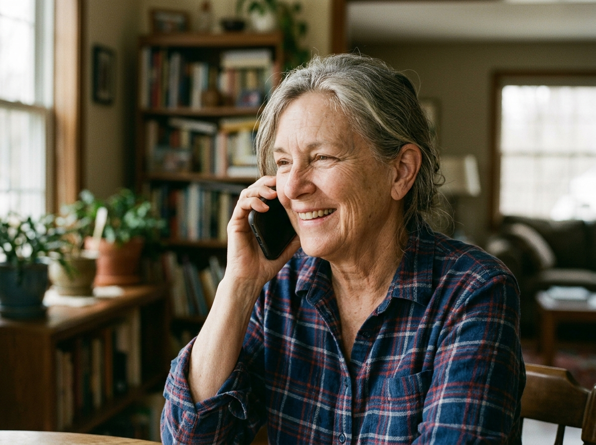 Senior having a clear phone conversation