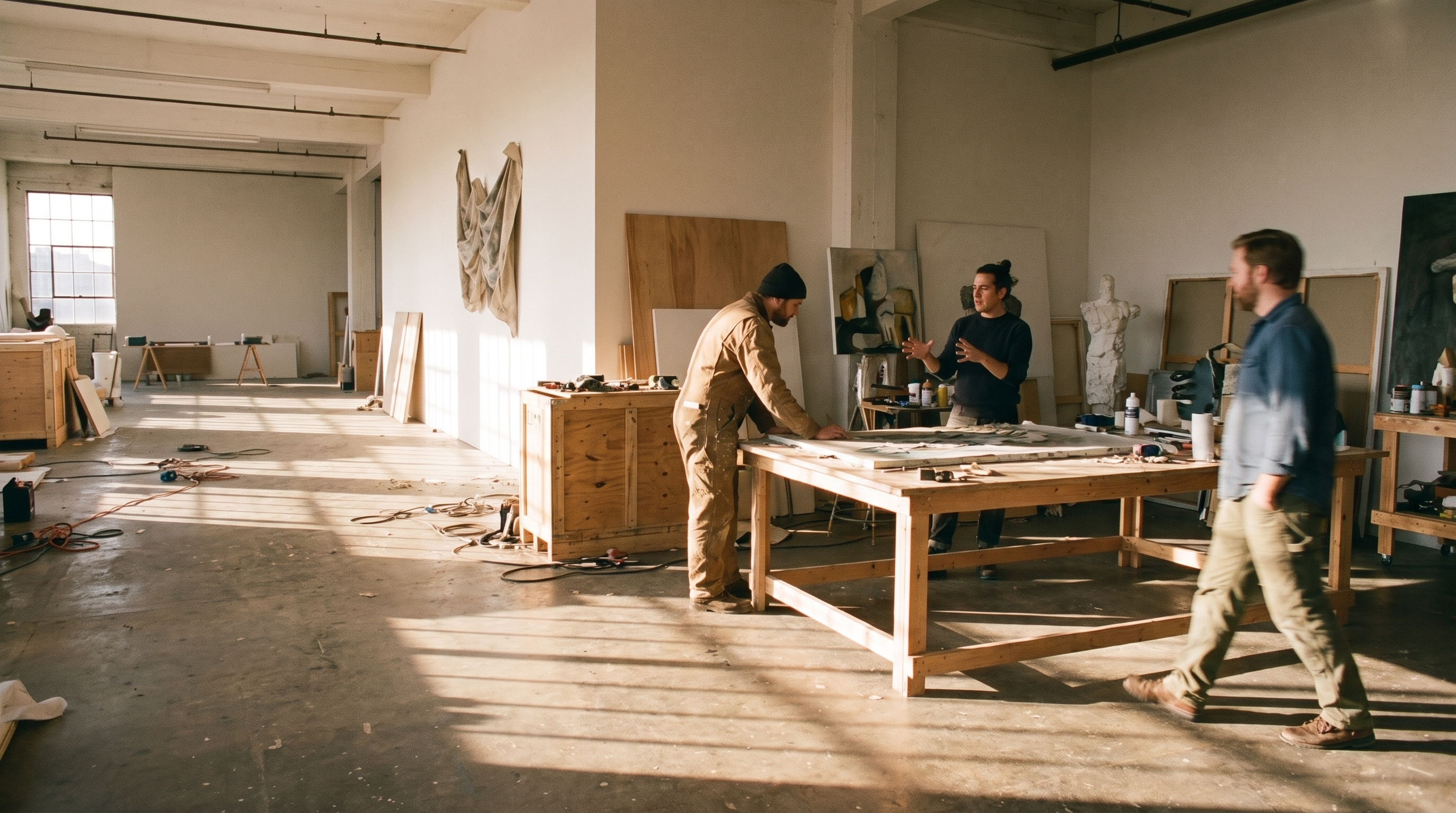 Artists at work together in a studio