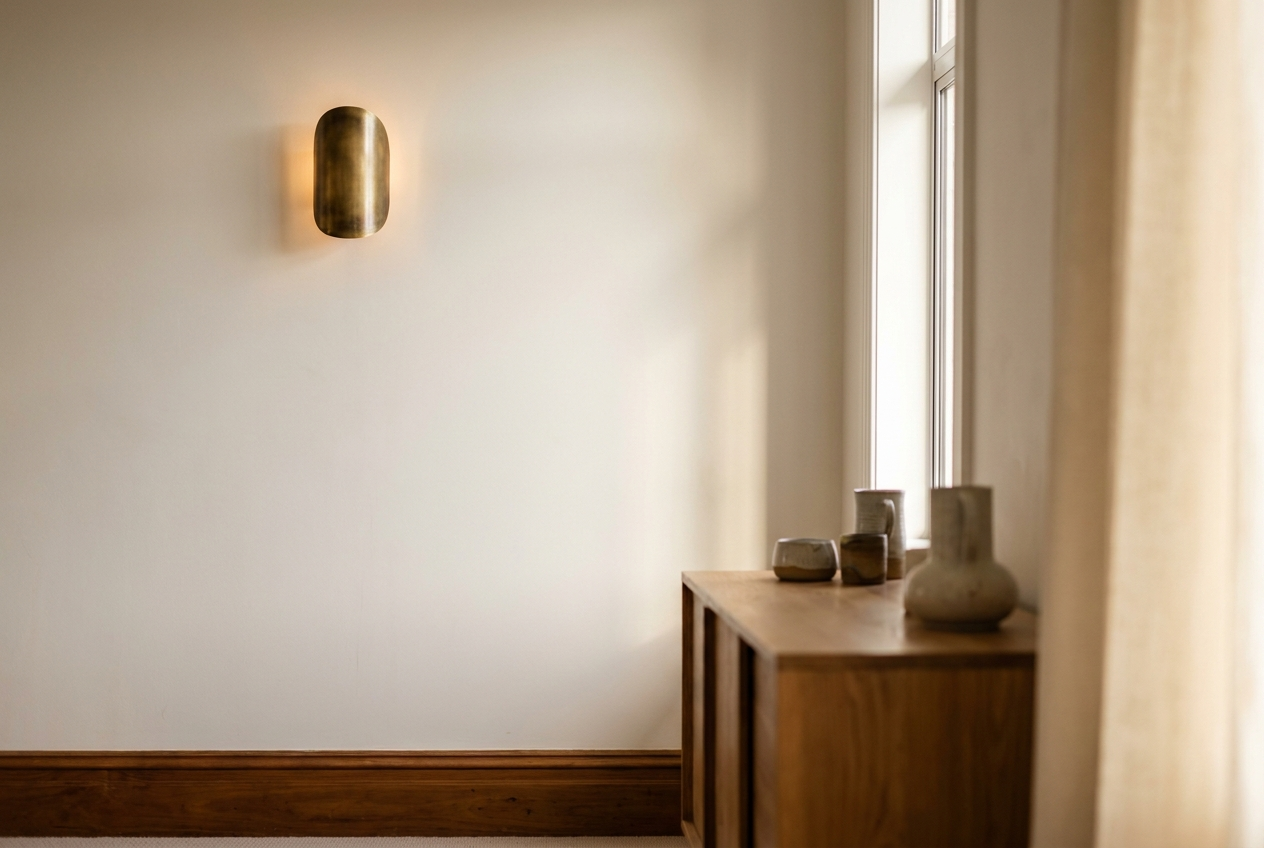 Smooth repaired interior wall finished in a warm white after water damage repair