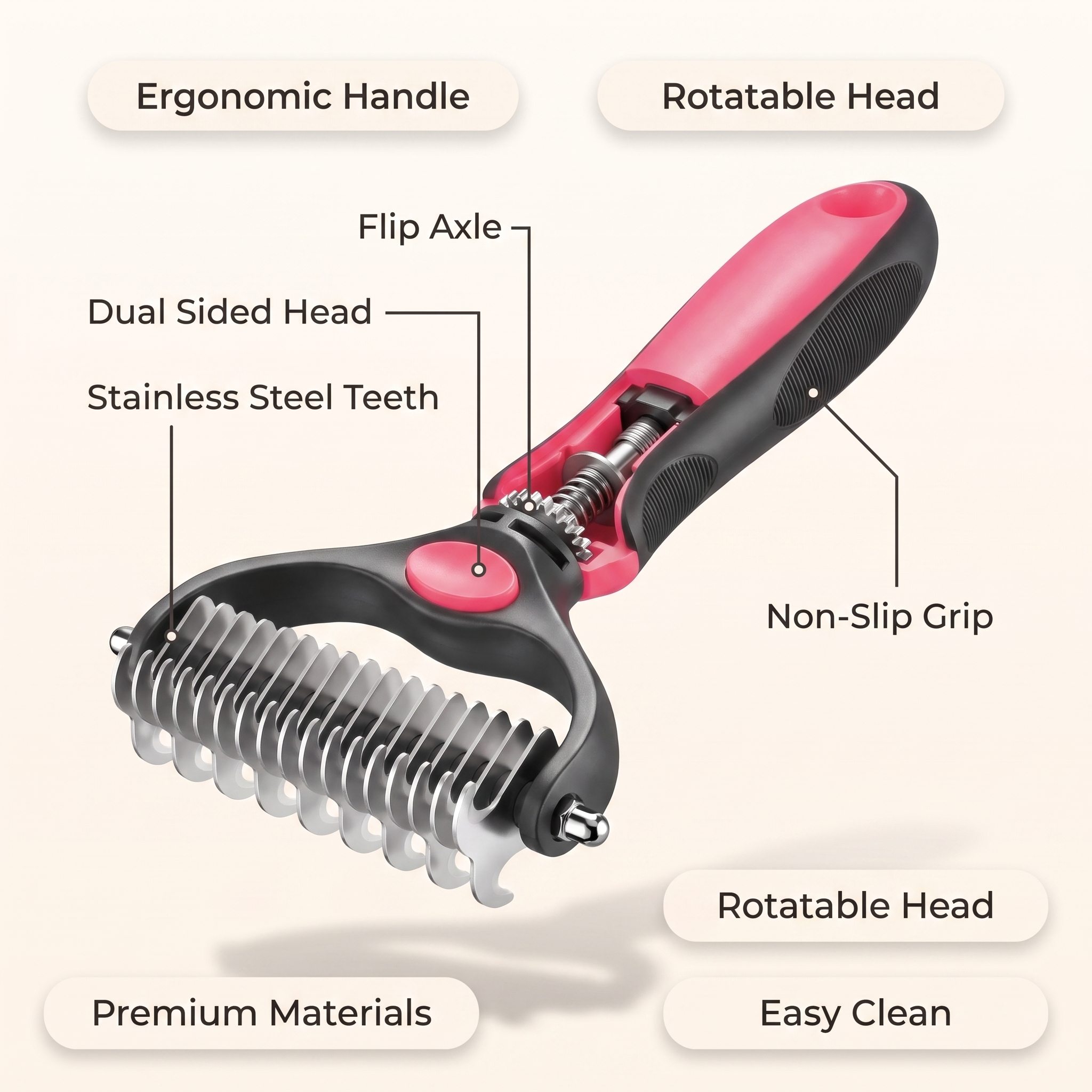 2-in-1 deshedding brush parts render