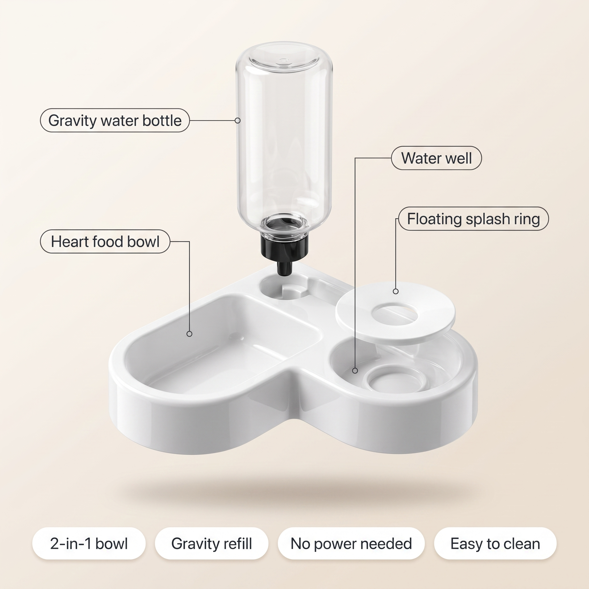 Automatic cat feeder with water dispenser internal parts