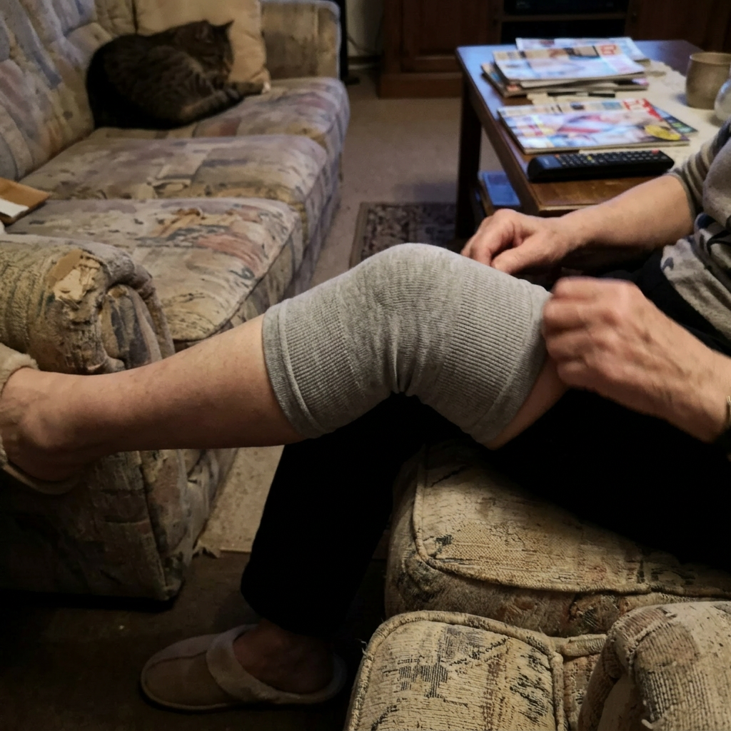 Knie mit Bandage in Ruhe