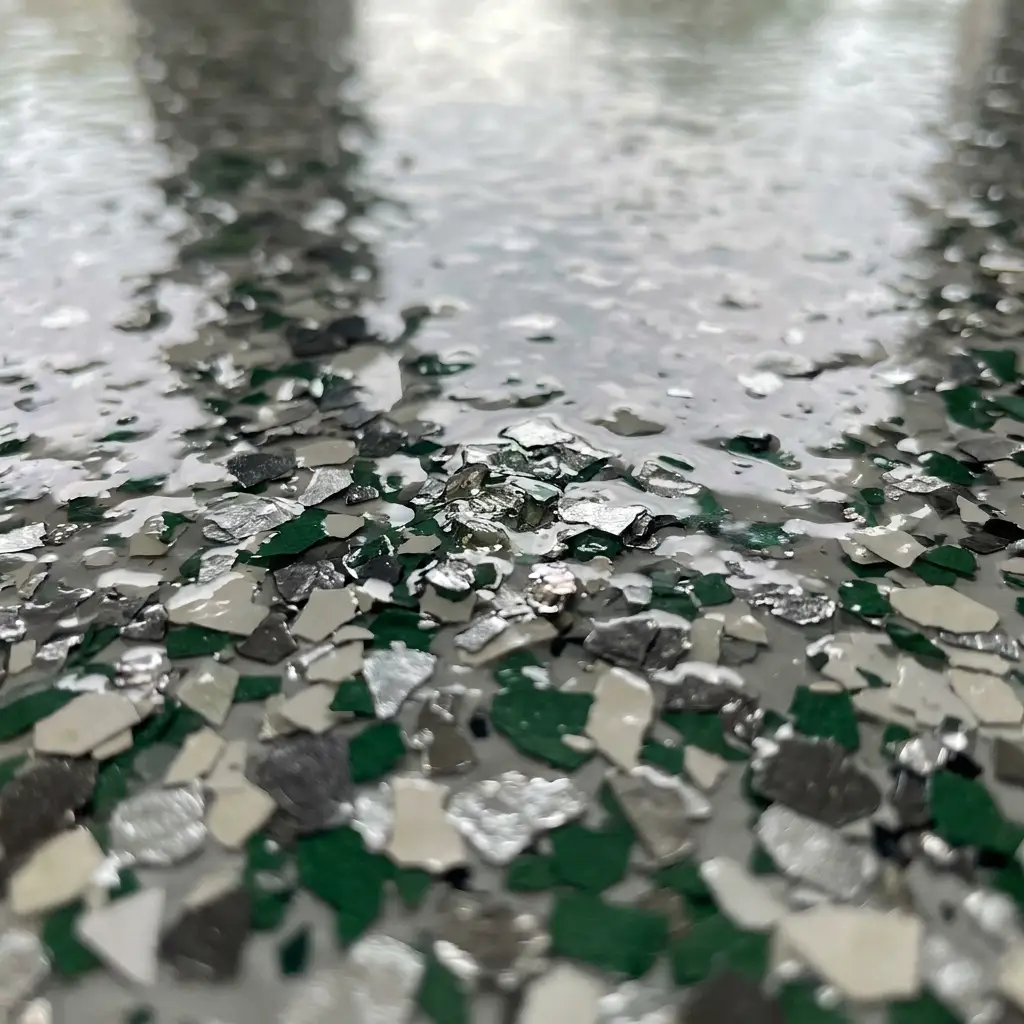 Macro detail of flake coating