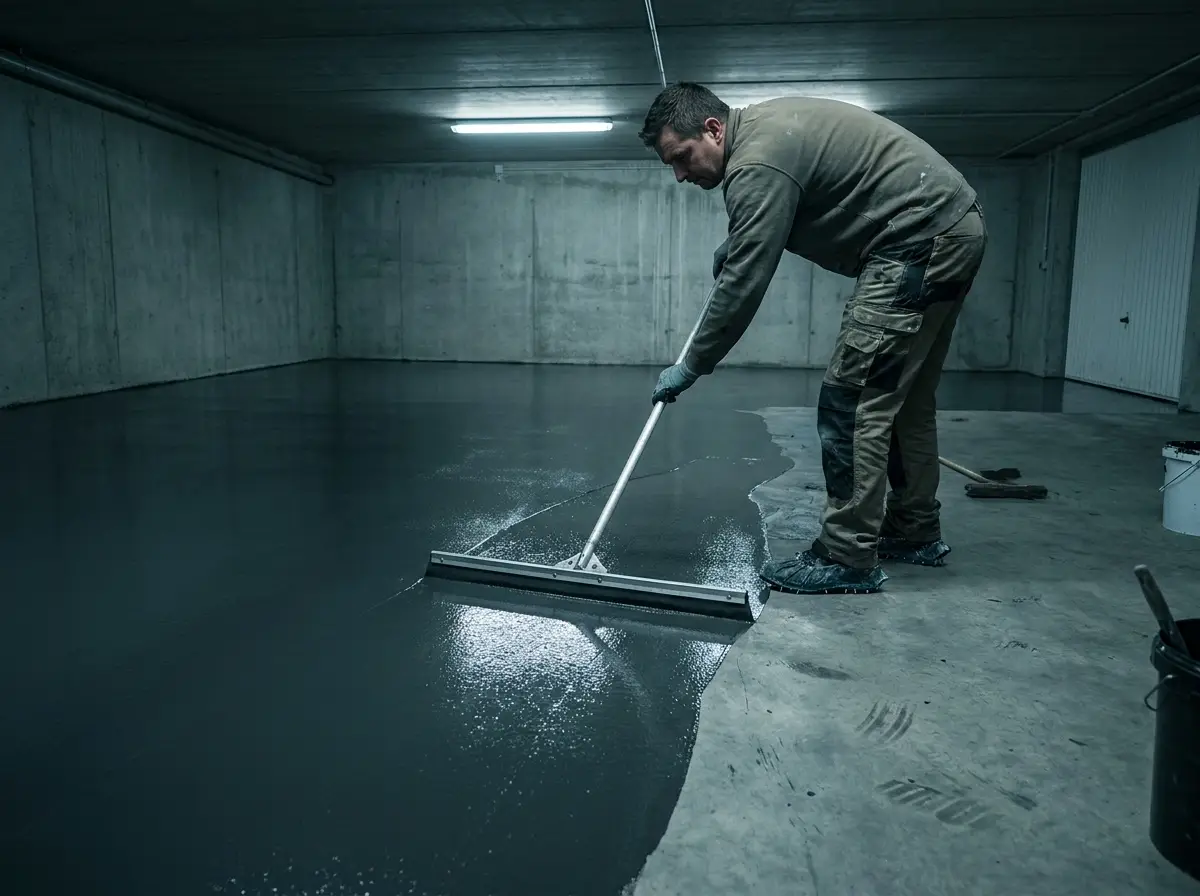 Spreading pigmented base coat with a squeegee
