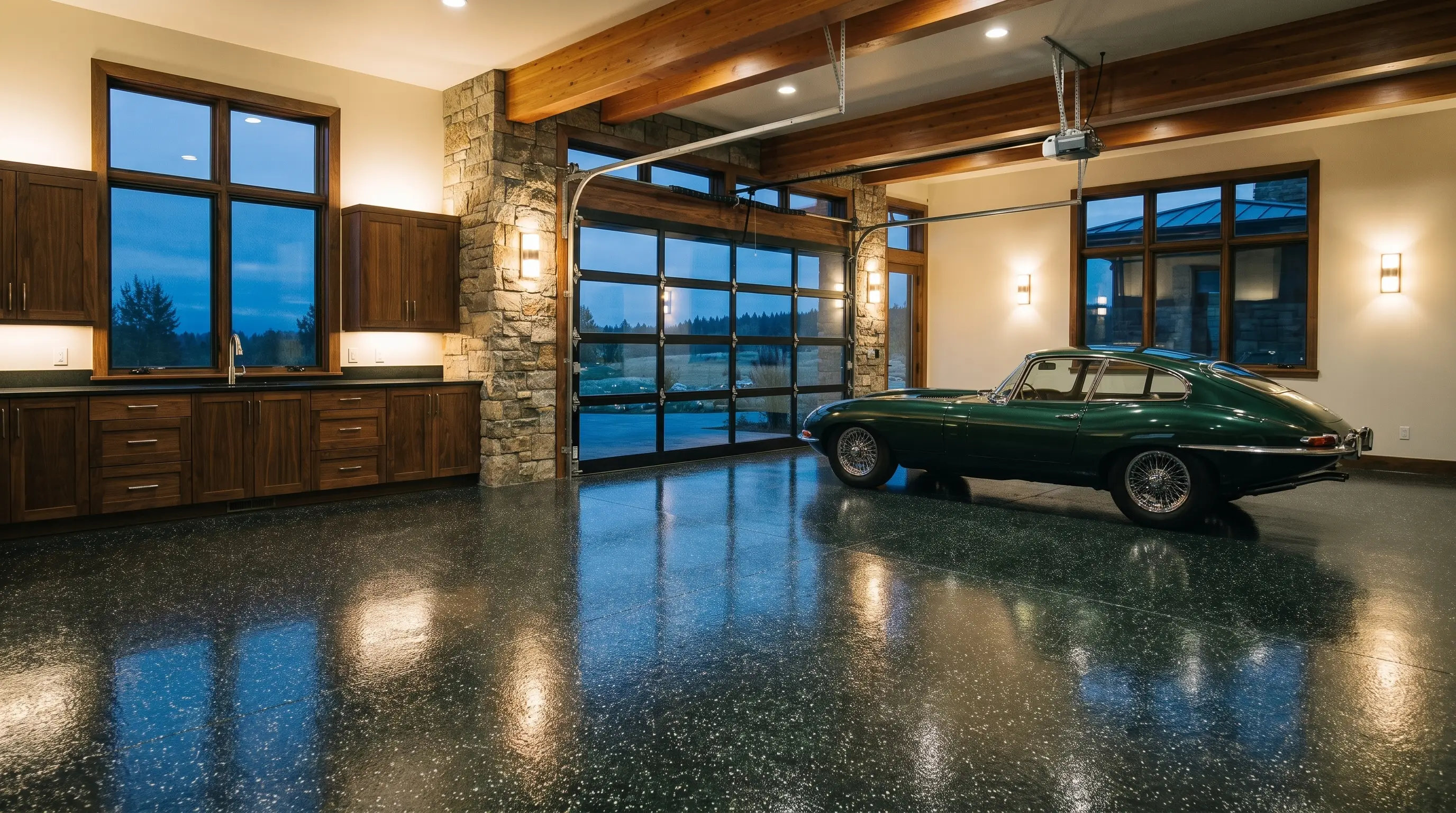 The same garage with a gleaming coated floor