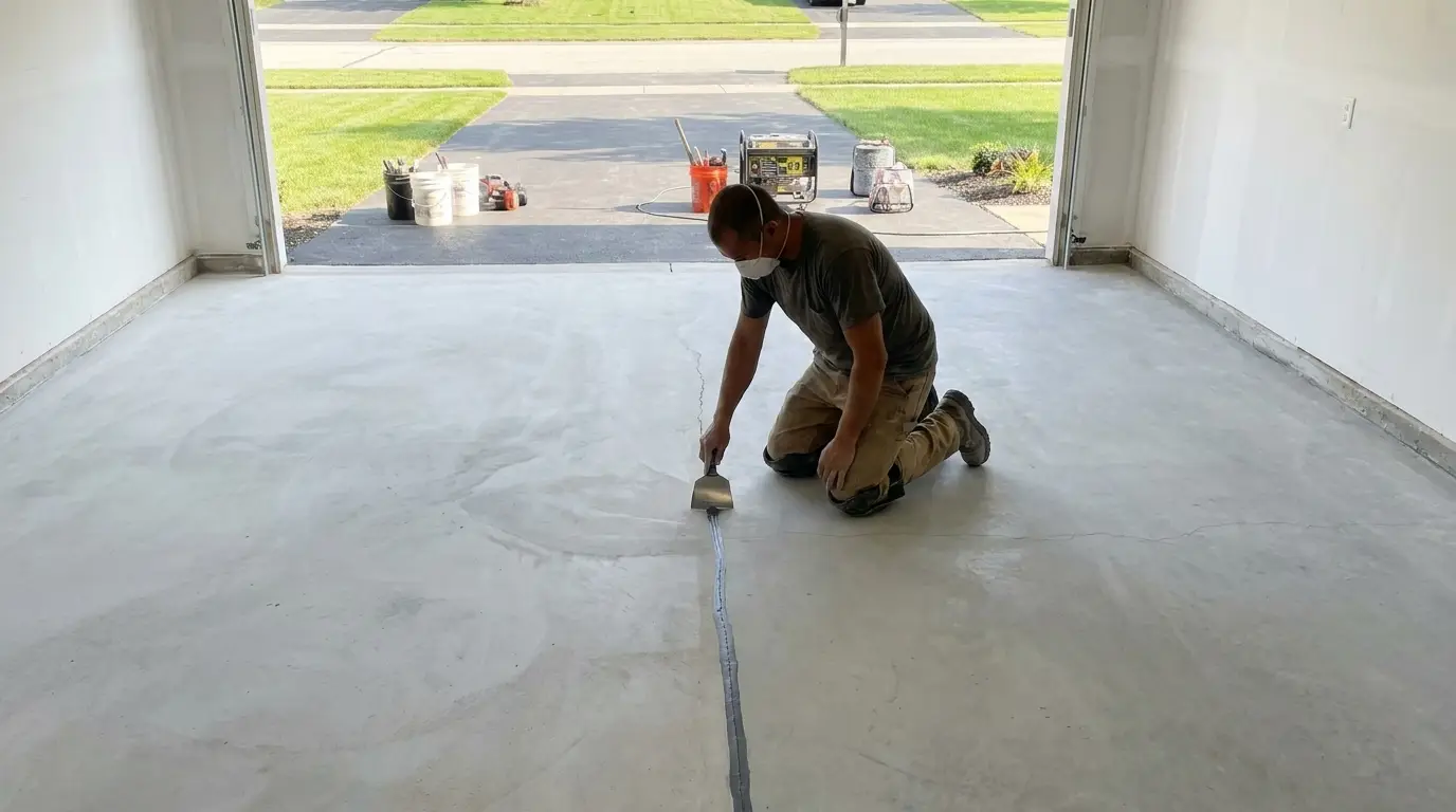 Repairing a crack with polymer filler