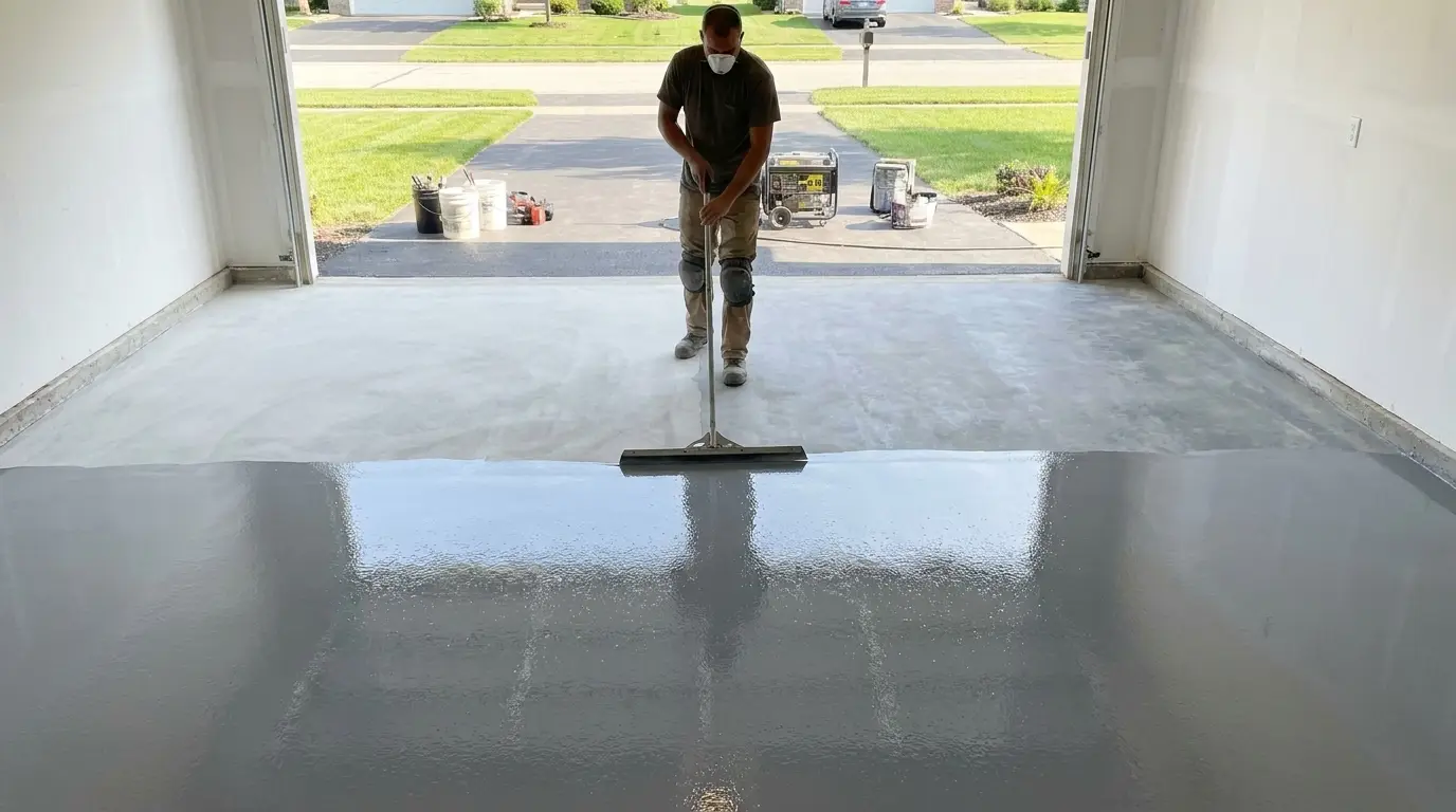 Spreading pigmented base coat with a squeegee