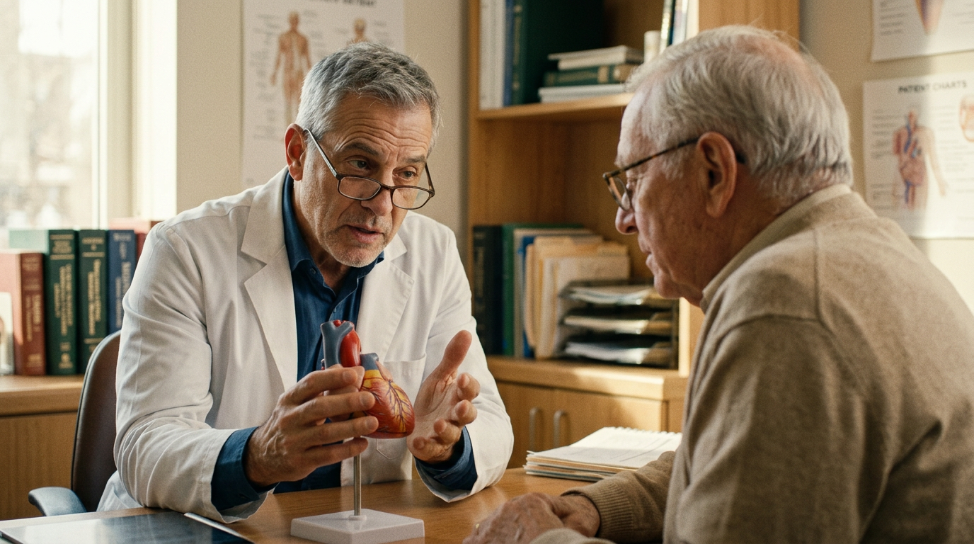 Dr. Marcus Osei explaining nerve damage to a patient