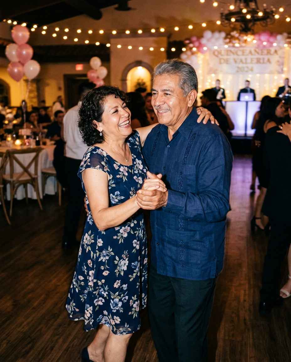 Roberto bailando el vals en la quincea&ntilde;era de Daniela