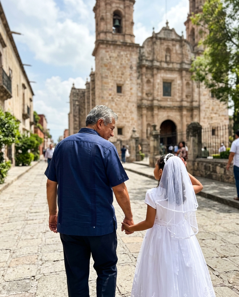 Abuelo caminando con su nieta