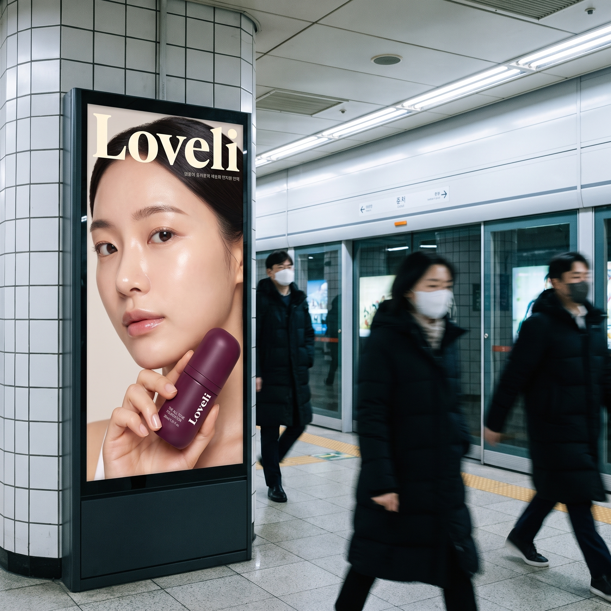 Loveli billboard in a Seoul subway station