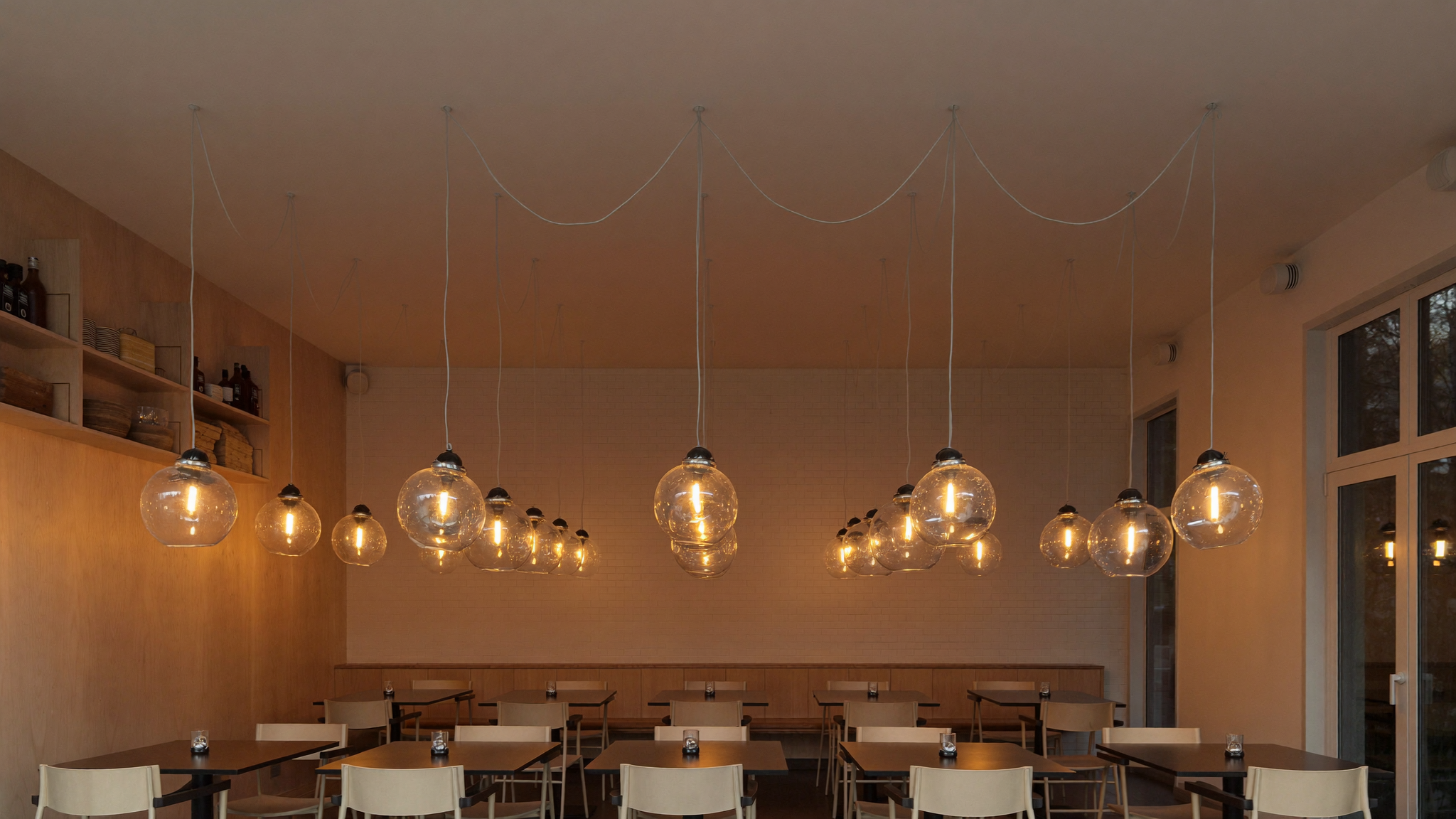 Completed lighting fit-out in an Adelaide cafe