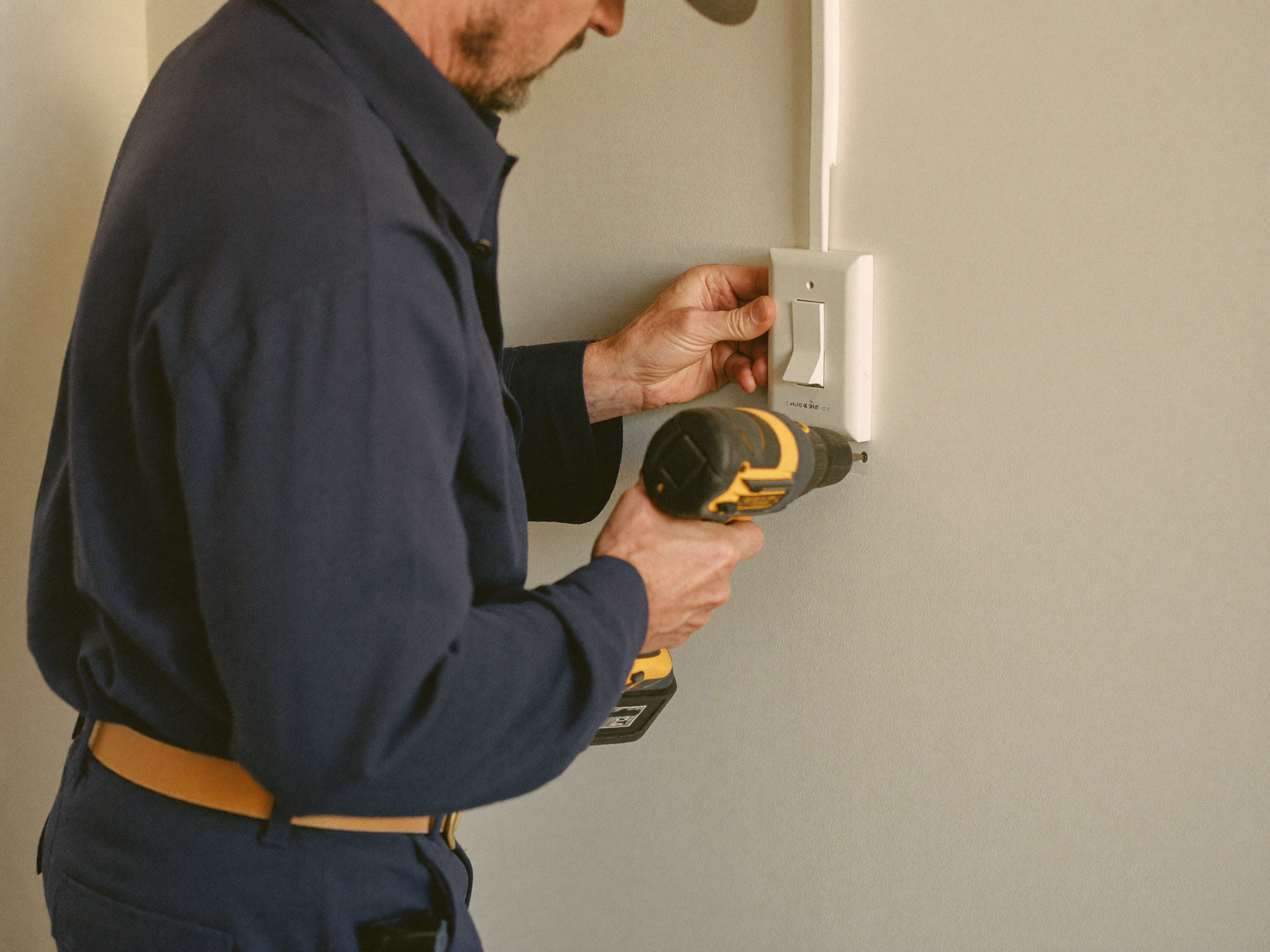 Electrician installing a standard Australian power point in an Adelaide home