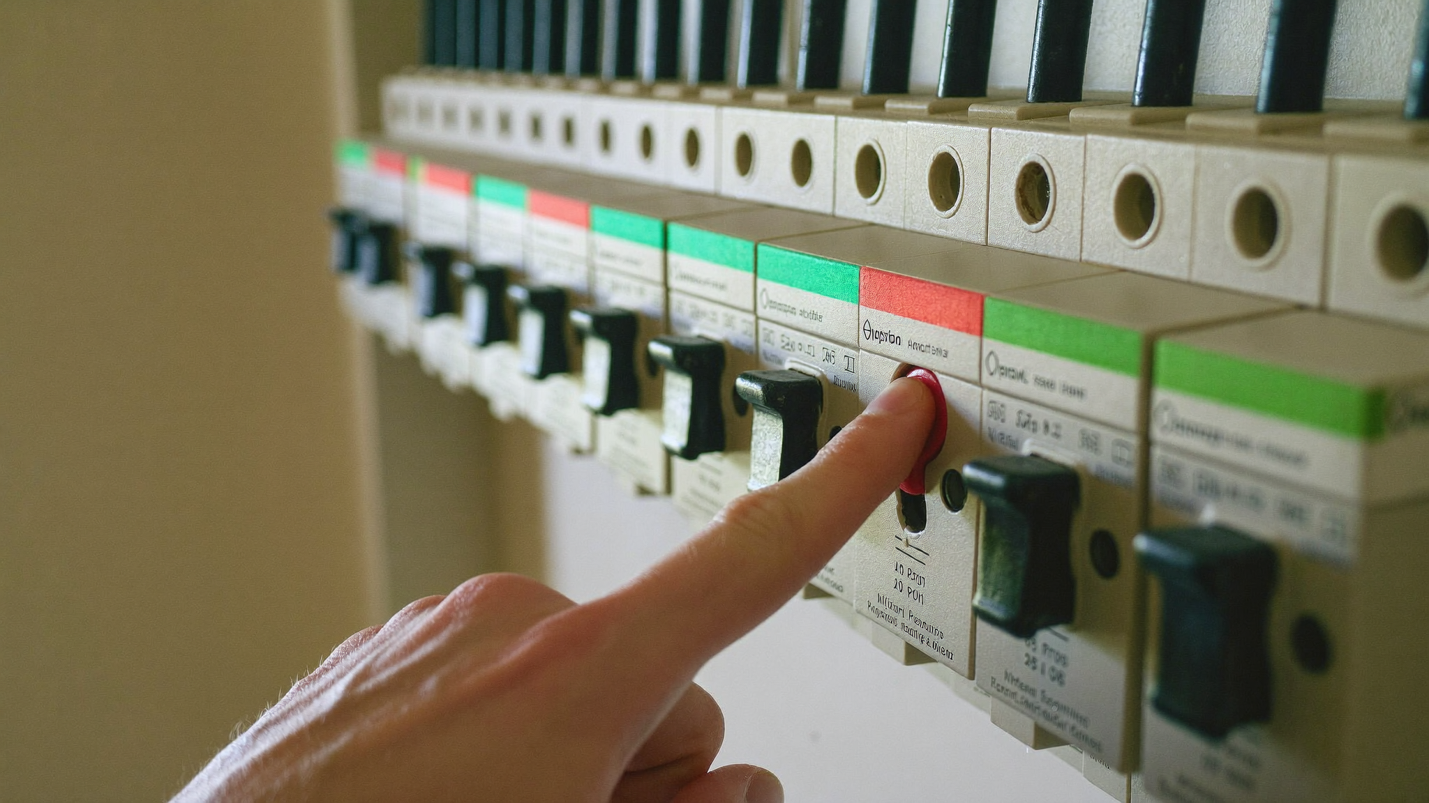 Resetting a tripped Australian safety switch on an Adelaide switchboard