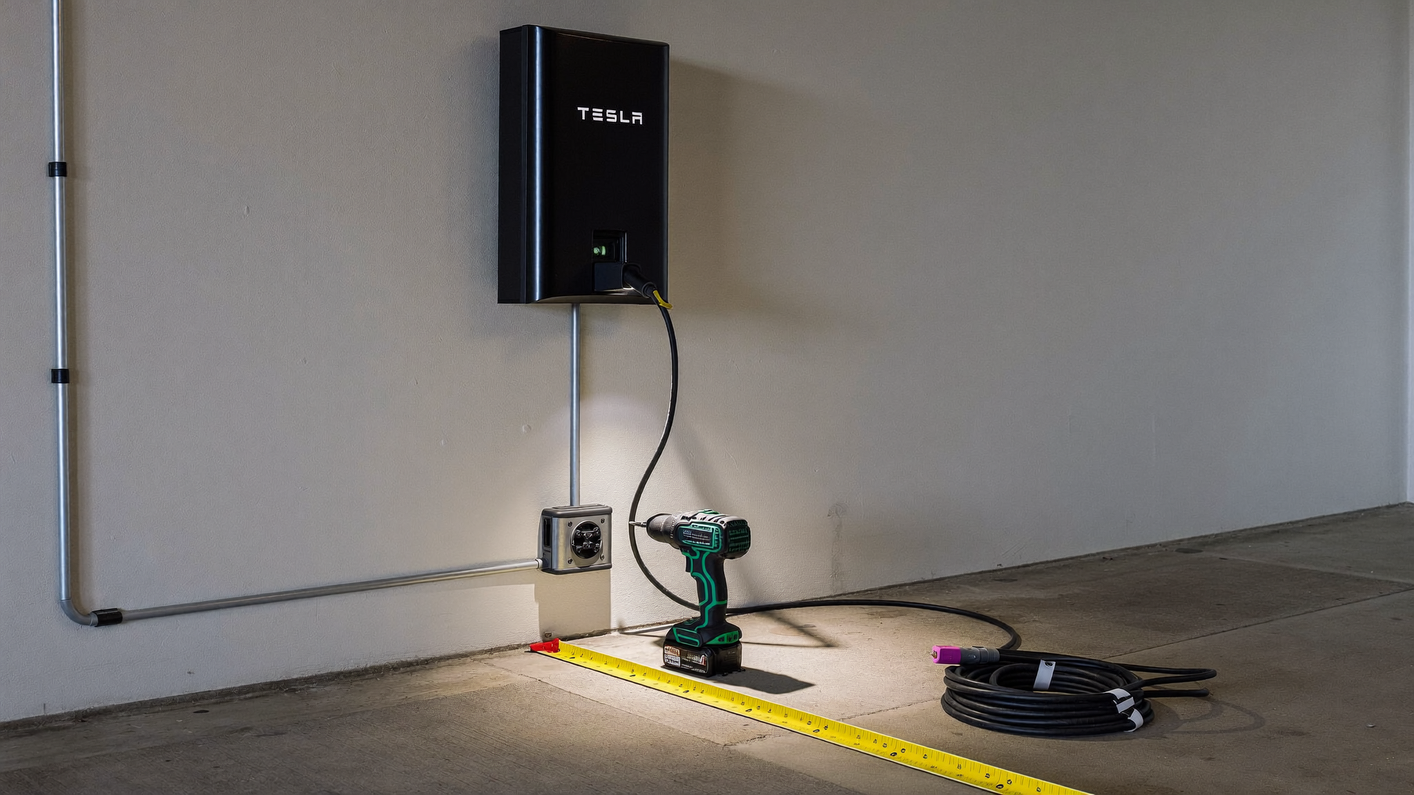 Tesla Wall Connector EV charger installation in progress in an Adelaide garage